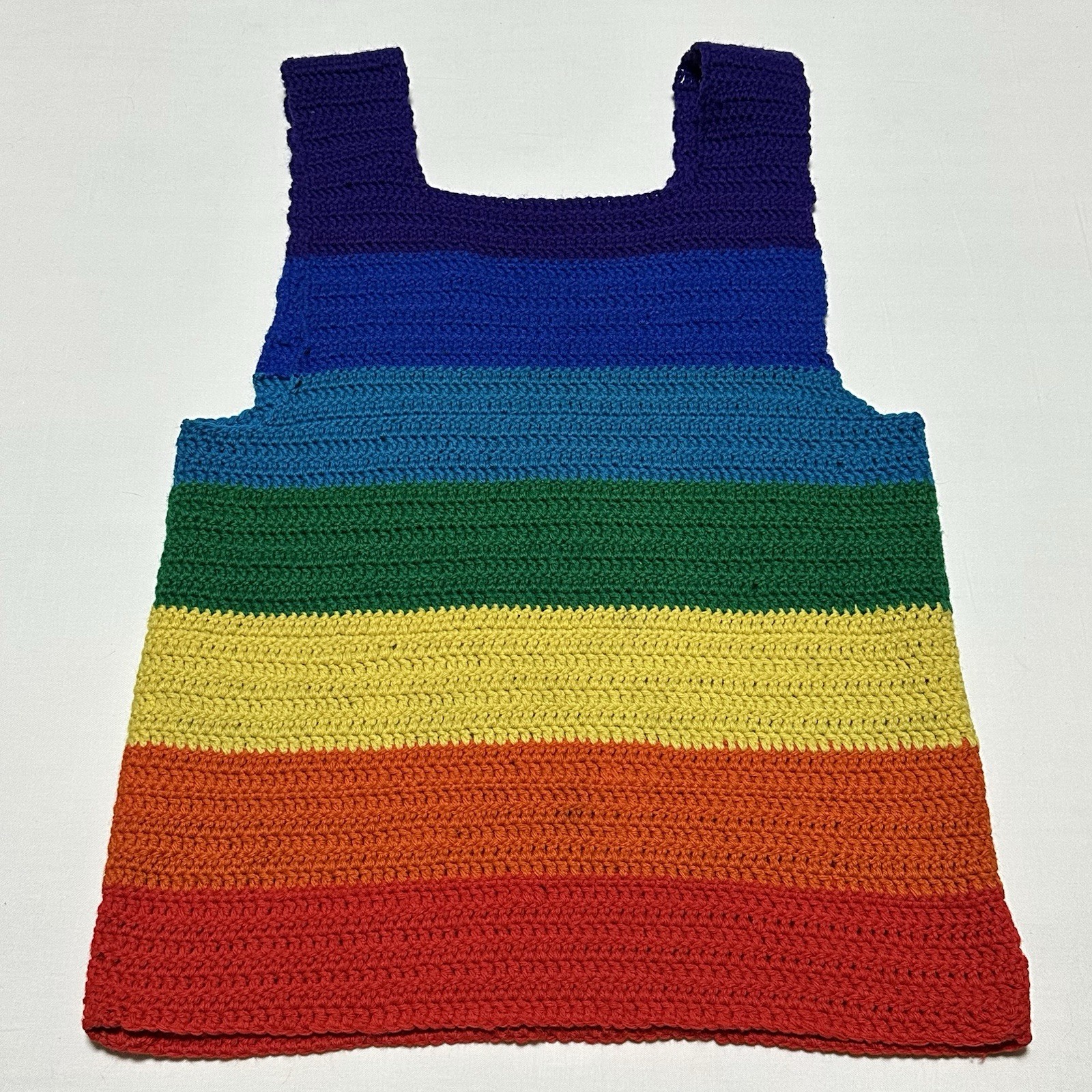 Vintage Handmade Crochet Pride Rainbow Sweater Tank Unisex