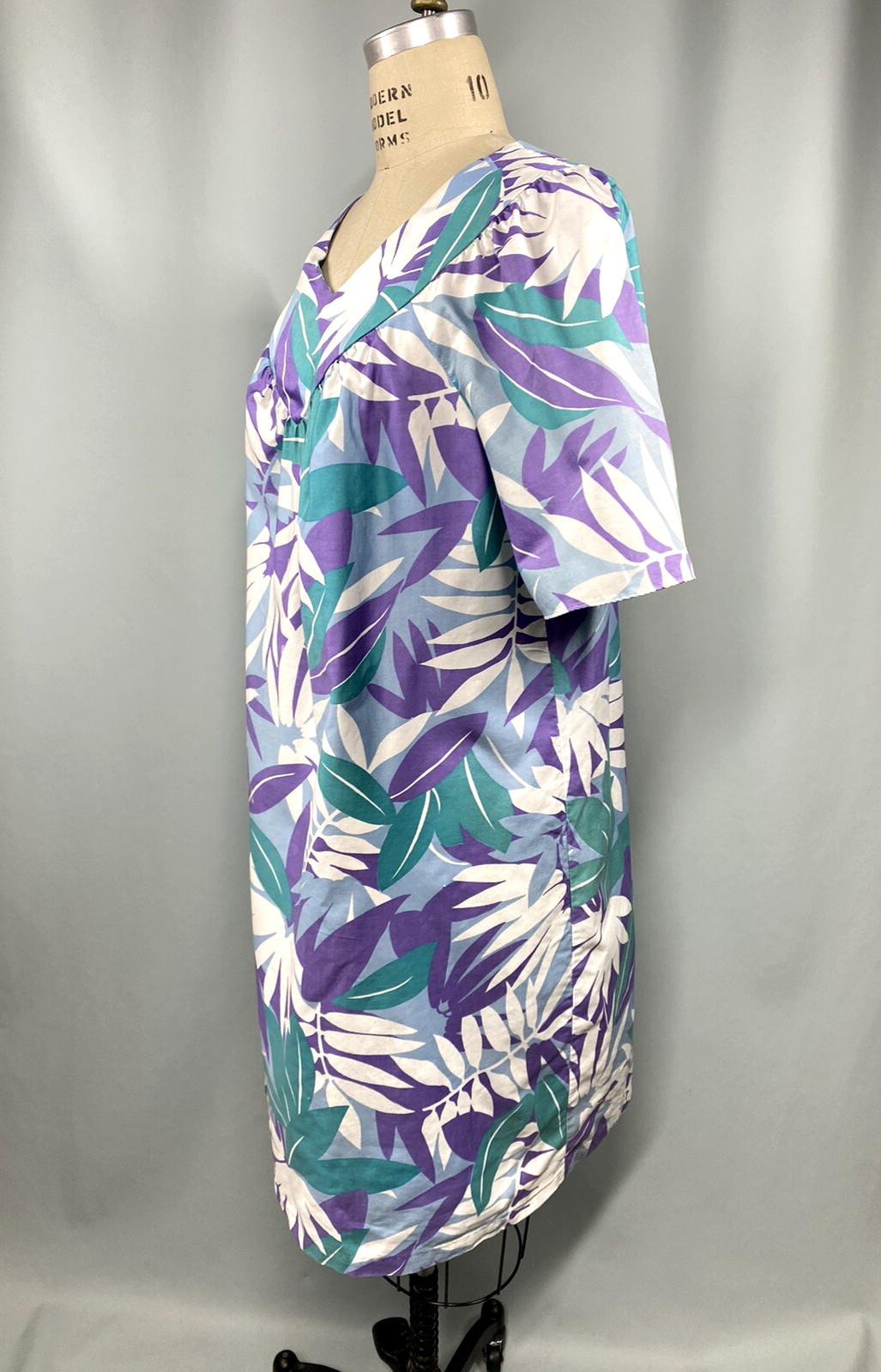 SEARS Vintage Caftan Dress SIZE MEDIUM 12 -14 MISSES cotton tropical 70s 80s