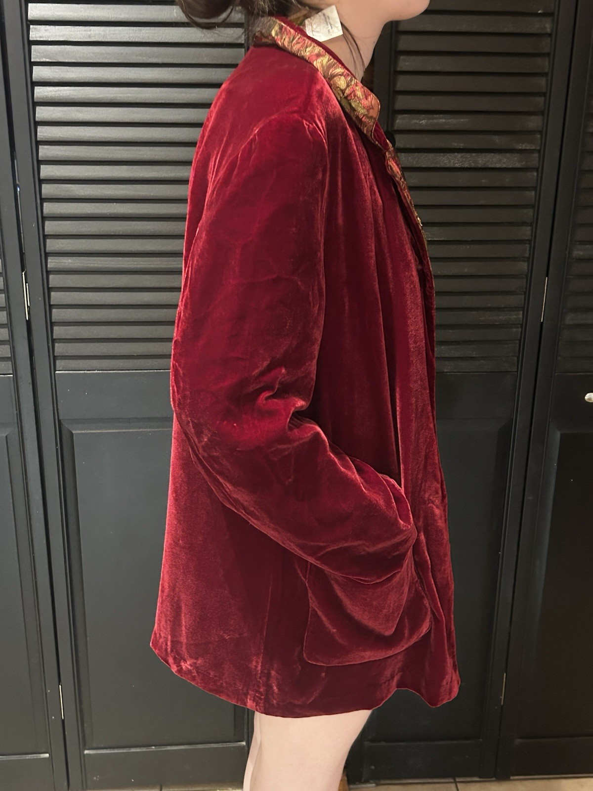 Vintage April Cornell Trading Reversible Red Velvetine/Brocade Blazer Size S