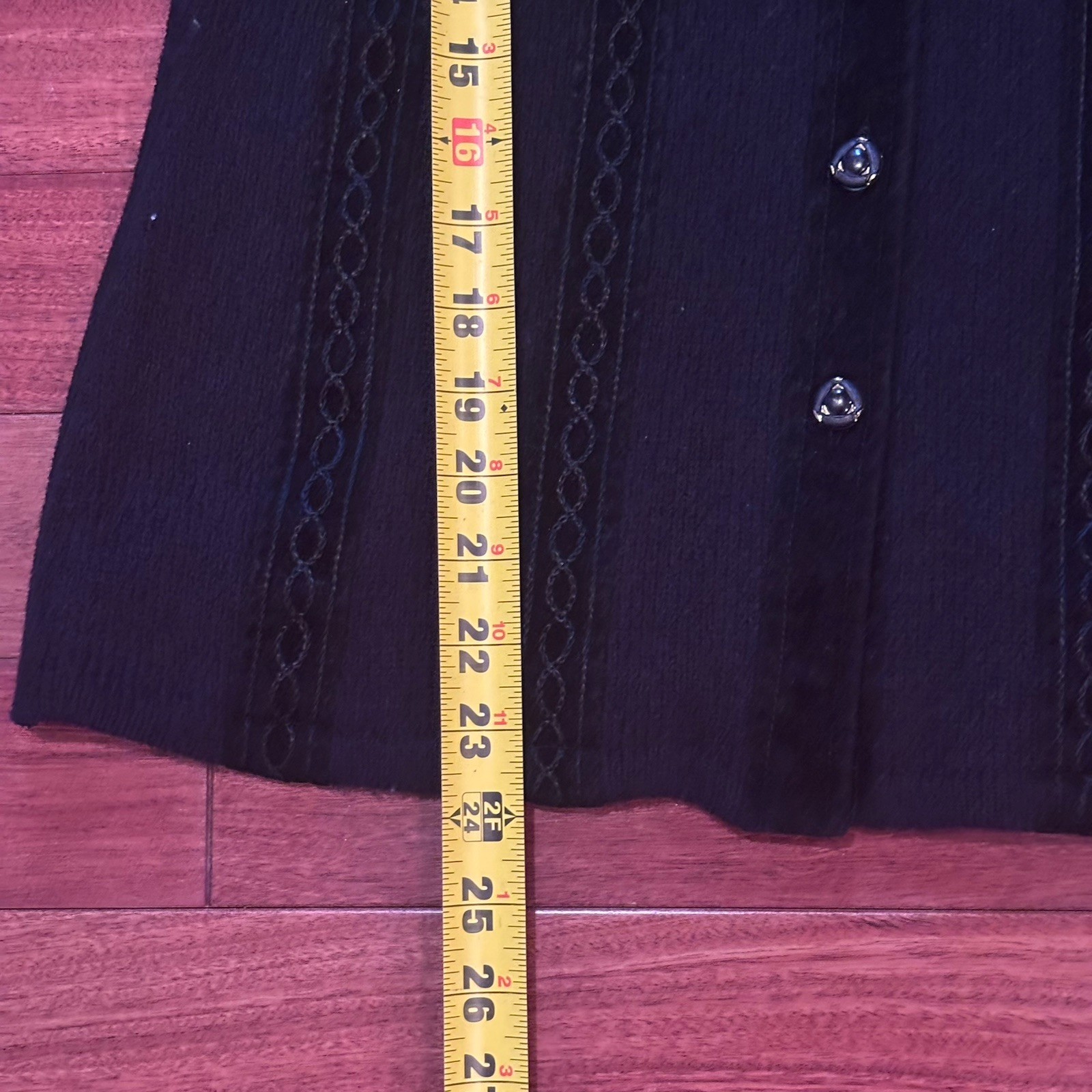 Vtg Gizel Western Chic Sweater Jacket Faux Fur Collar Embossed Braid Stitching