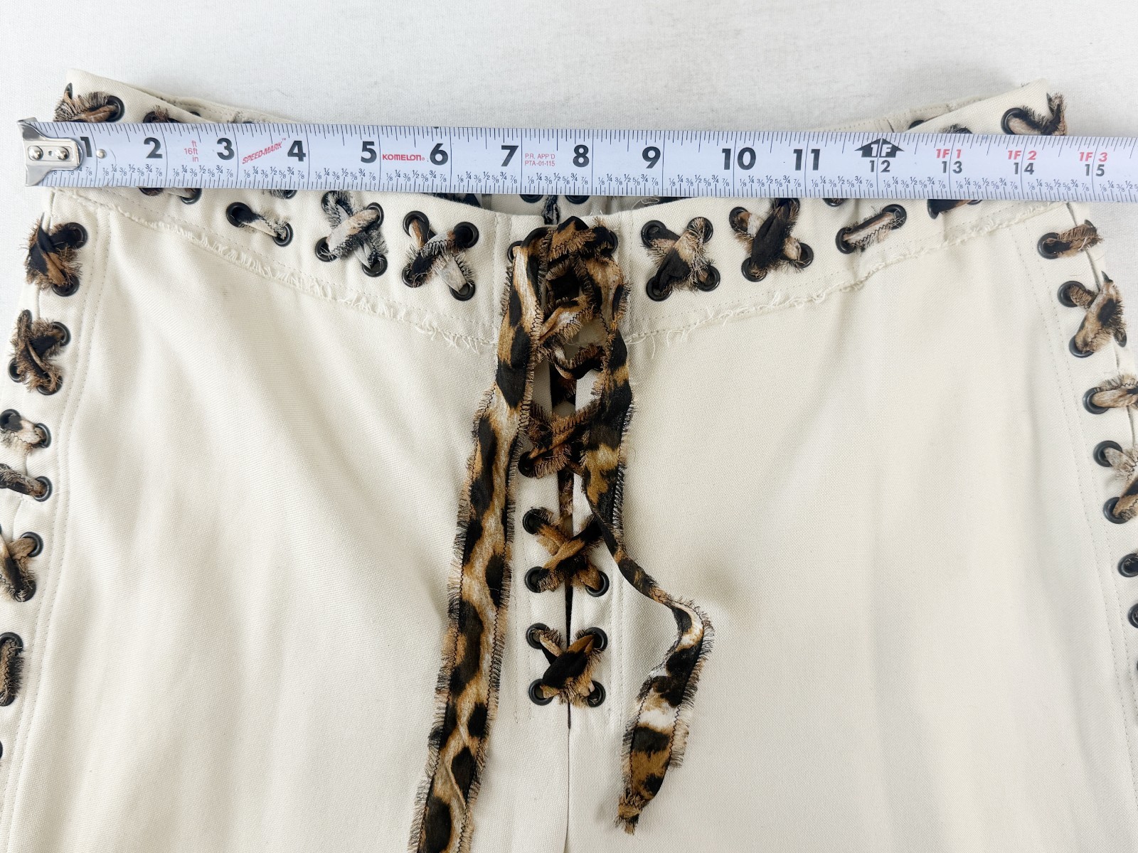 2002 YVES SAINT LAURENT Rive Gauche Mombasa Pants 40 8 Ivory Tom Ford Lace Up