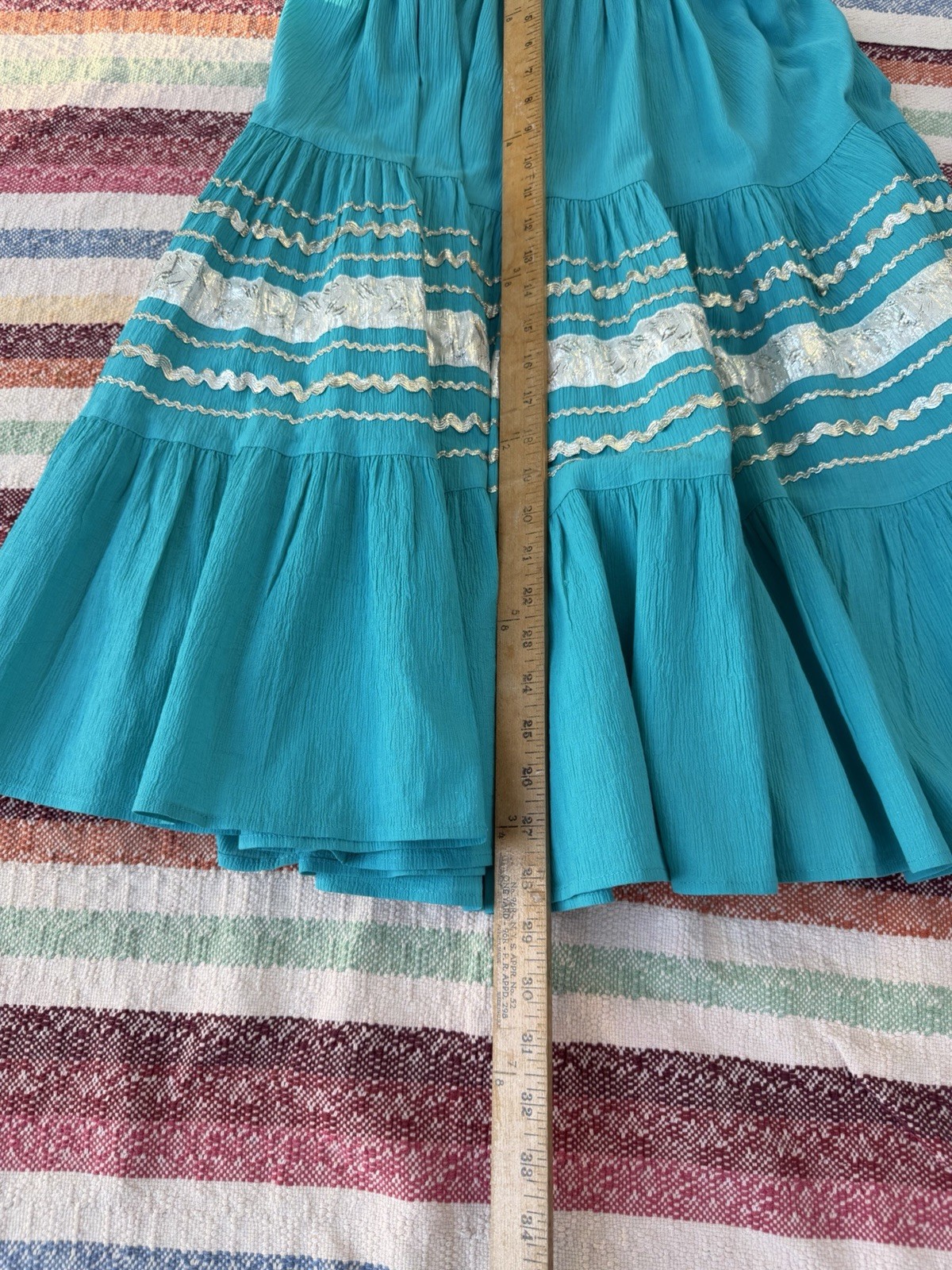 Vintage 1950s Western Patio Fiesta Dress 2Pc Ric Rac Circle Skirt Crinkle Cotton