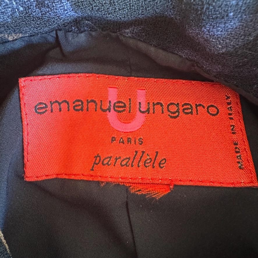 Vintage Emanuel Ungaro Parallèle Brown/Navy Floral Blazer Made in Italy Sz. 0/XS