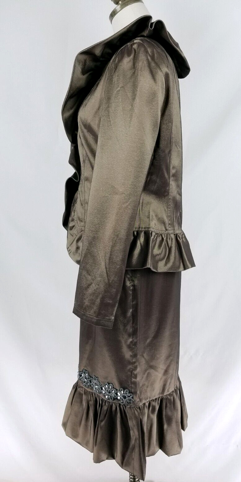NWT Vtg Rossi Roma Italy Women Size S Silk Blend Skirt Long Sleeve Jacket Bronze