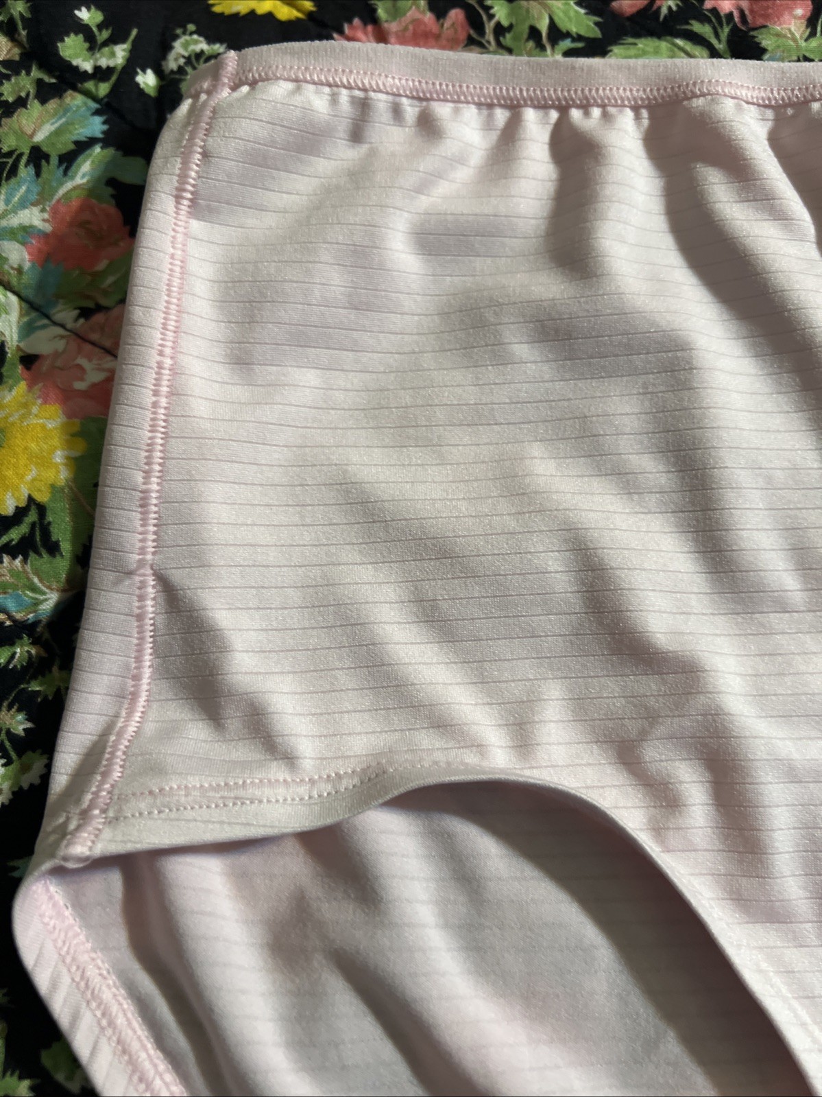 Fruit Of The Loom Nylon Panties Pink Silky Shiny Striped Granny Sz 8 NWOT