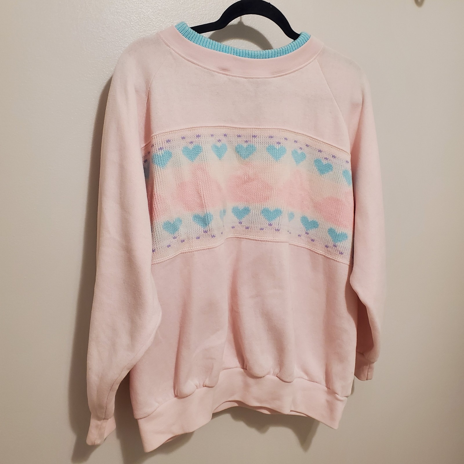 Mister Noah Plus Sweatshirt Knit Bunnies Hearts Pink 42 22W Womens Sweater VTG