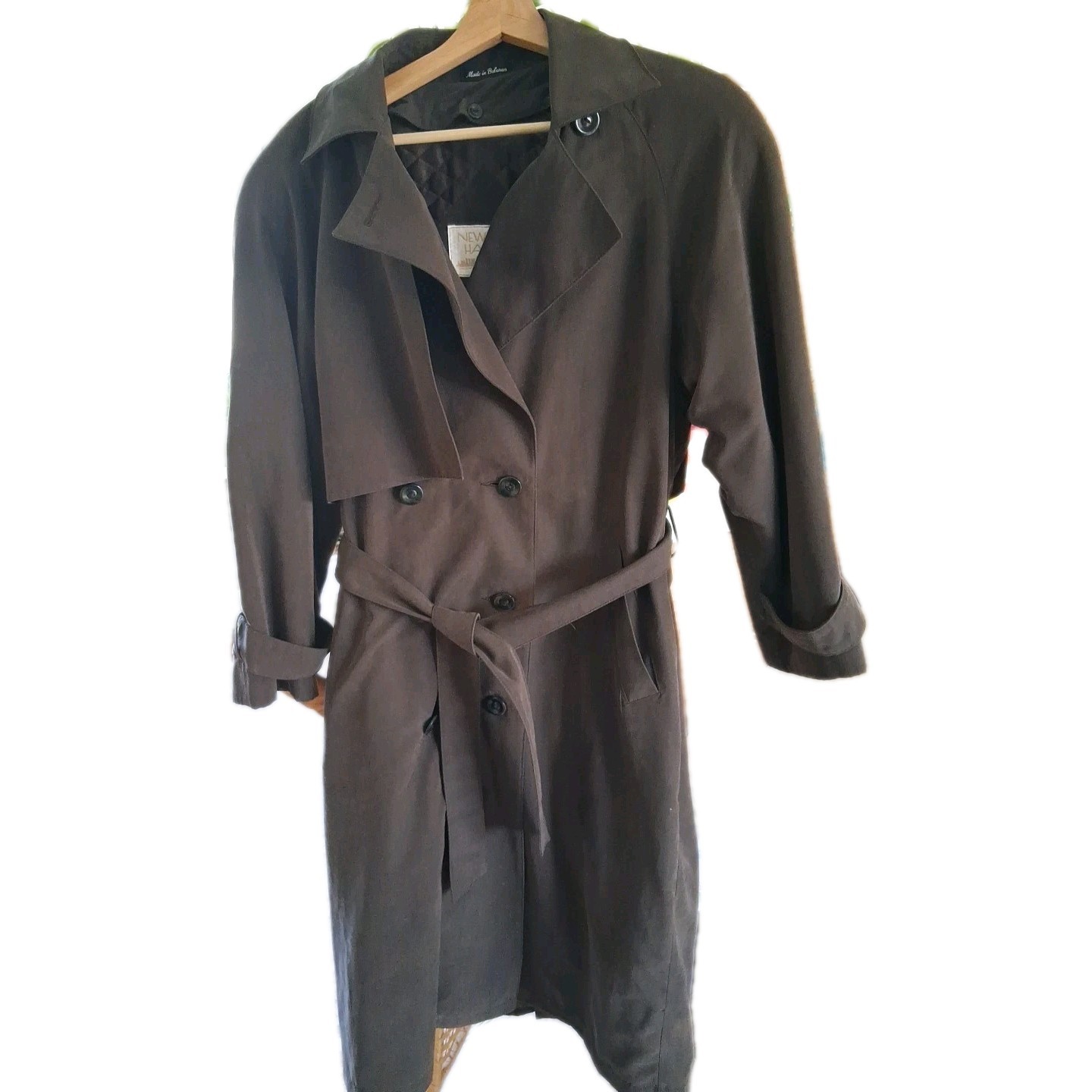 VTG 90s Trench Coat Midi New York Harbor Double Breasted Women’s Brown 12 P