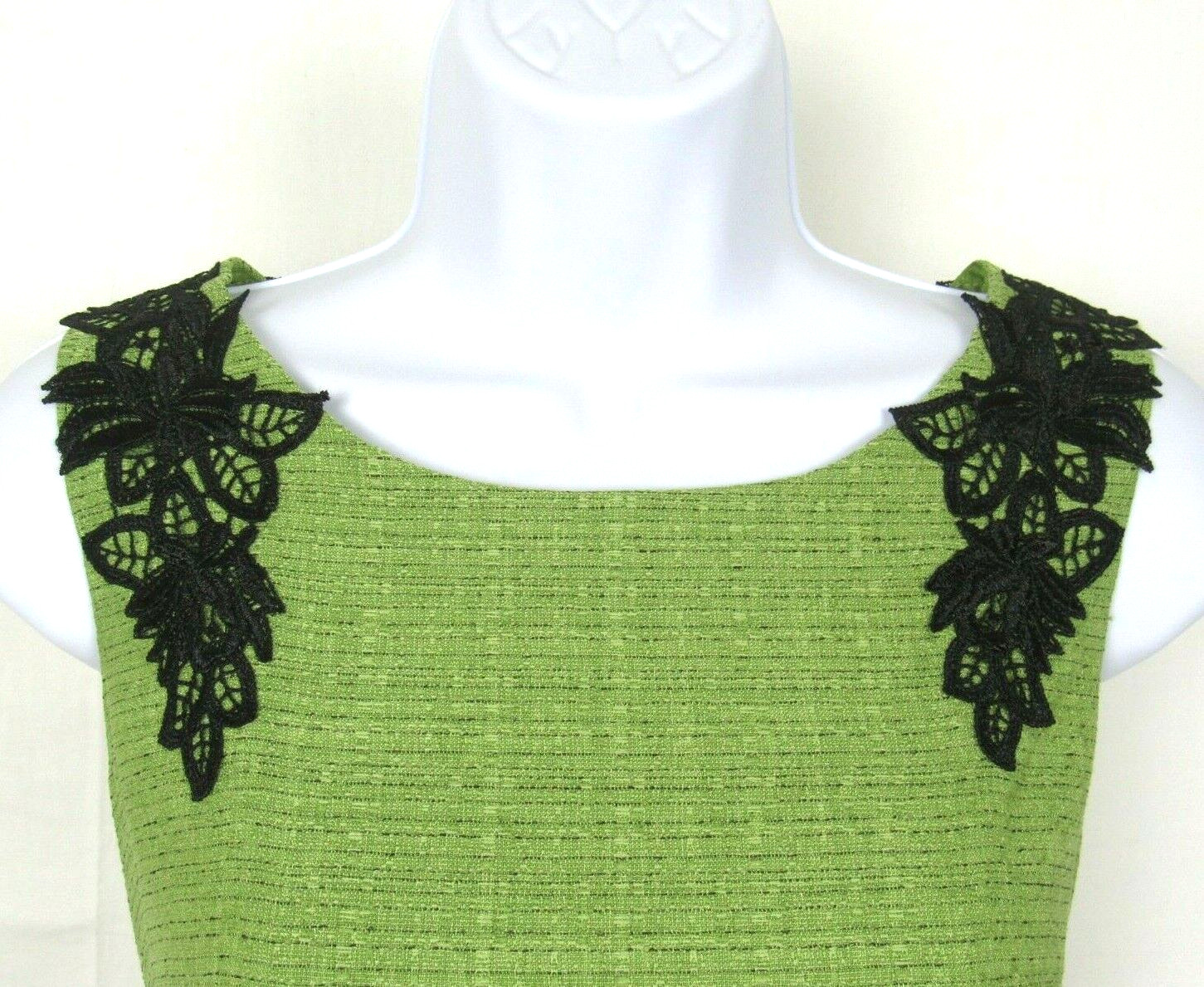 VTG 1990s 2000s EVAN PICONE BLACK LABEL SIZE 2 GREEN DRESS BLACK EMBROIDERY TRIM