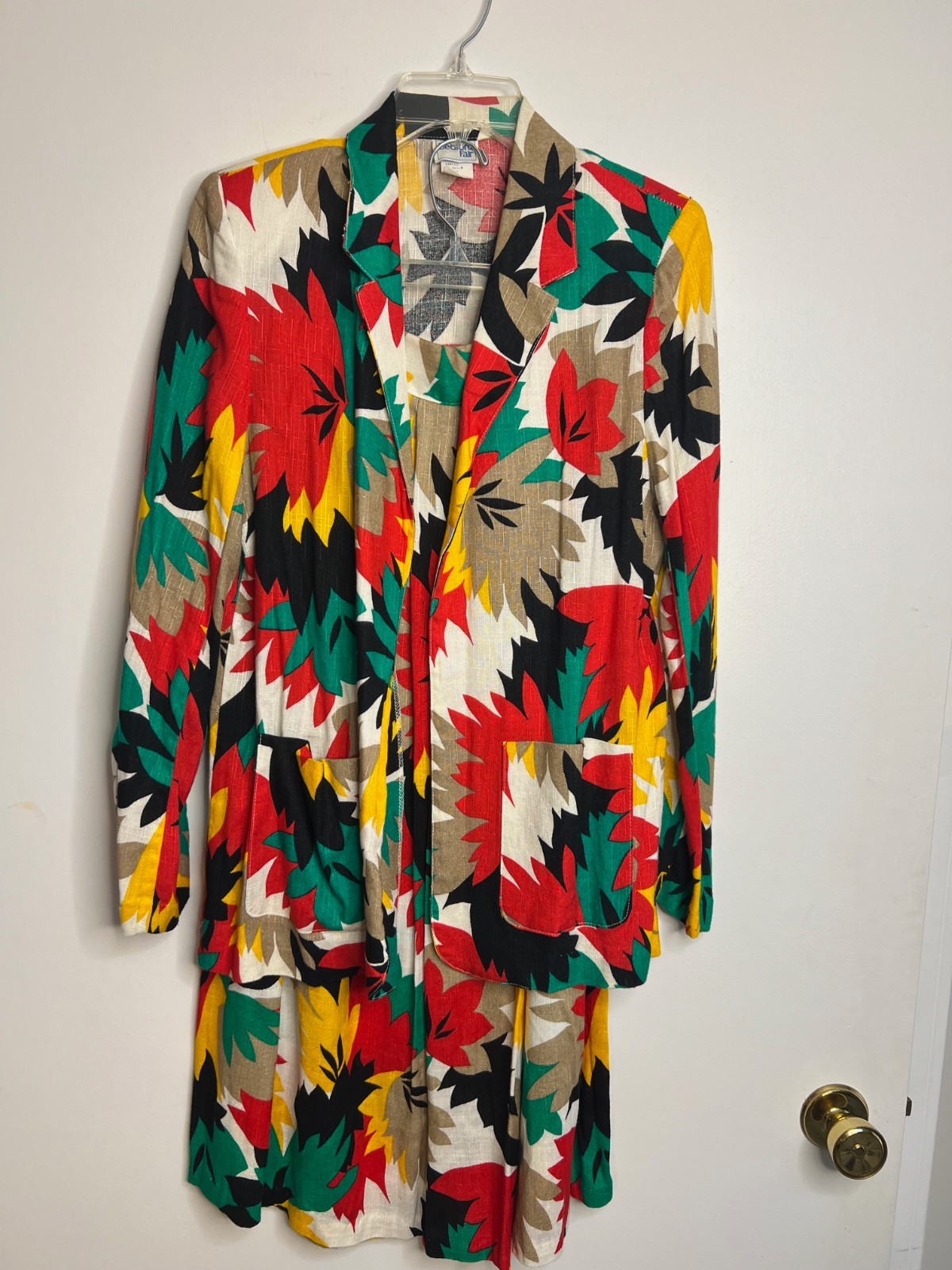 Vintage Bedford Fair Button Up Blazer Floral Zip Skirt Set Midi Sz Small