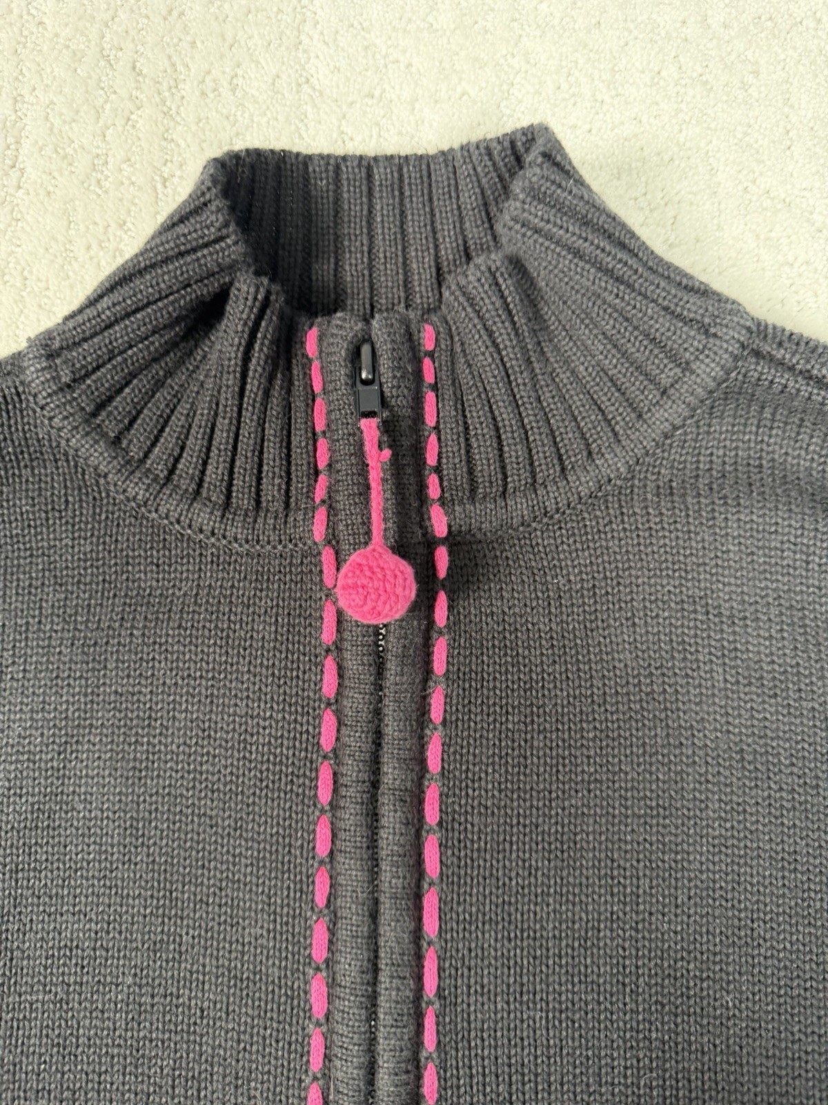 VTG Quacker Factory Christmas Embroidered Black Knitted Cardigan SZ XL EUC