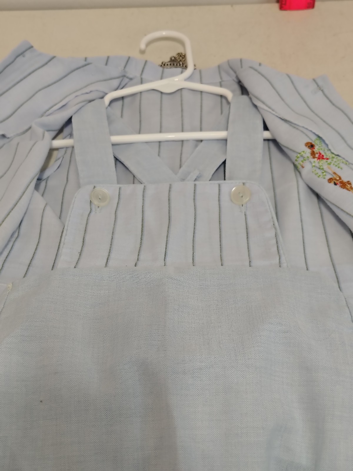 Infant Boy 60s/70s 2 Pc Striped Romper Set With Monkeys (Measurements In Photos)