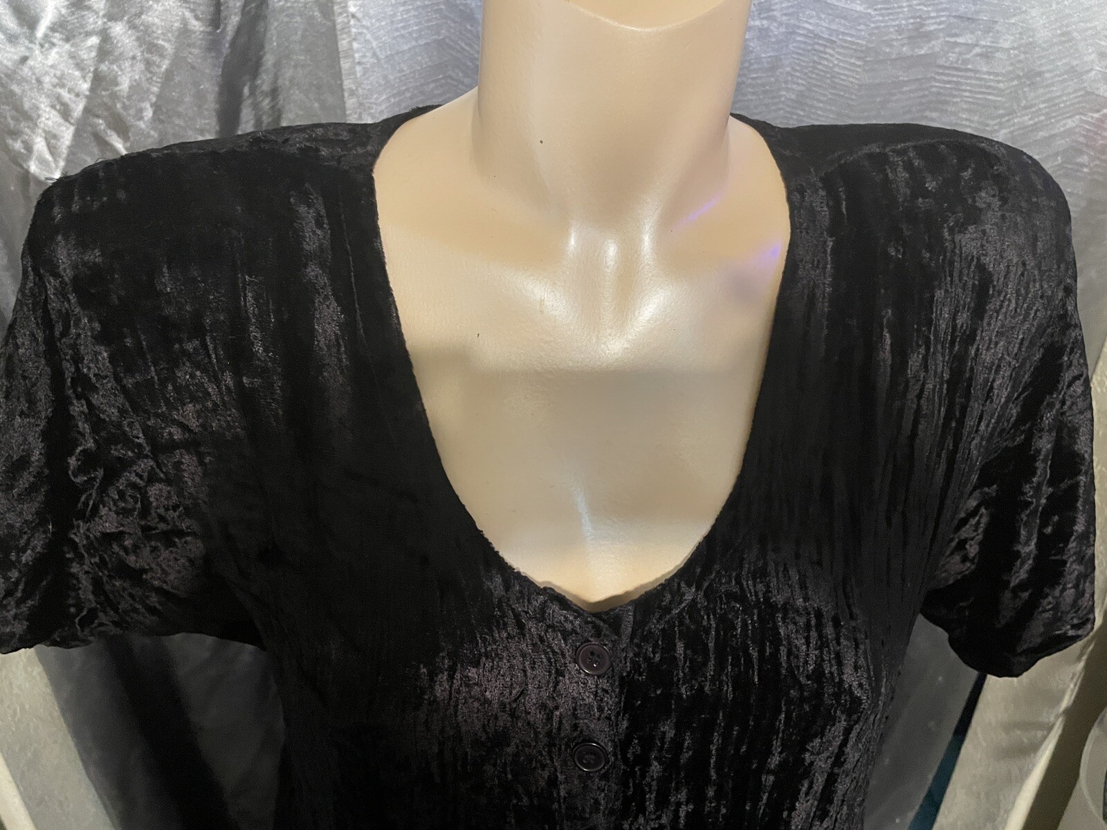 Vtg 90s Nostalgia Black Velvet Button Down Goth Midi Dress Whimisogth Sz Small