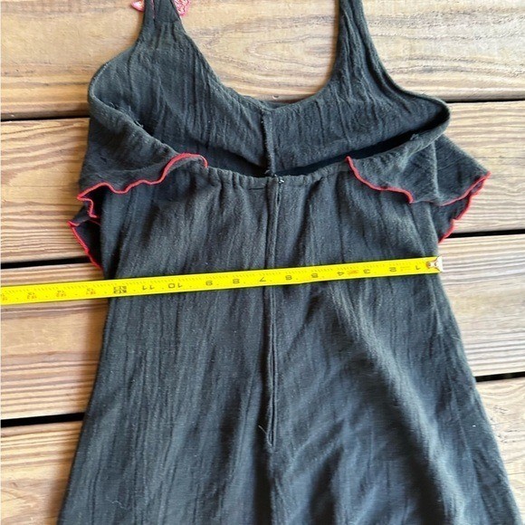 Vintage Young Edwardian Arpeja Black Dress Halter Straps Maxi Rose Gypsy Boho