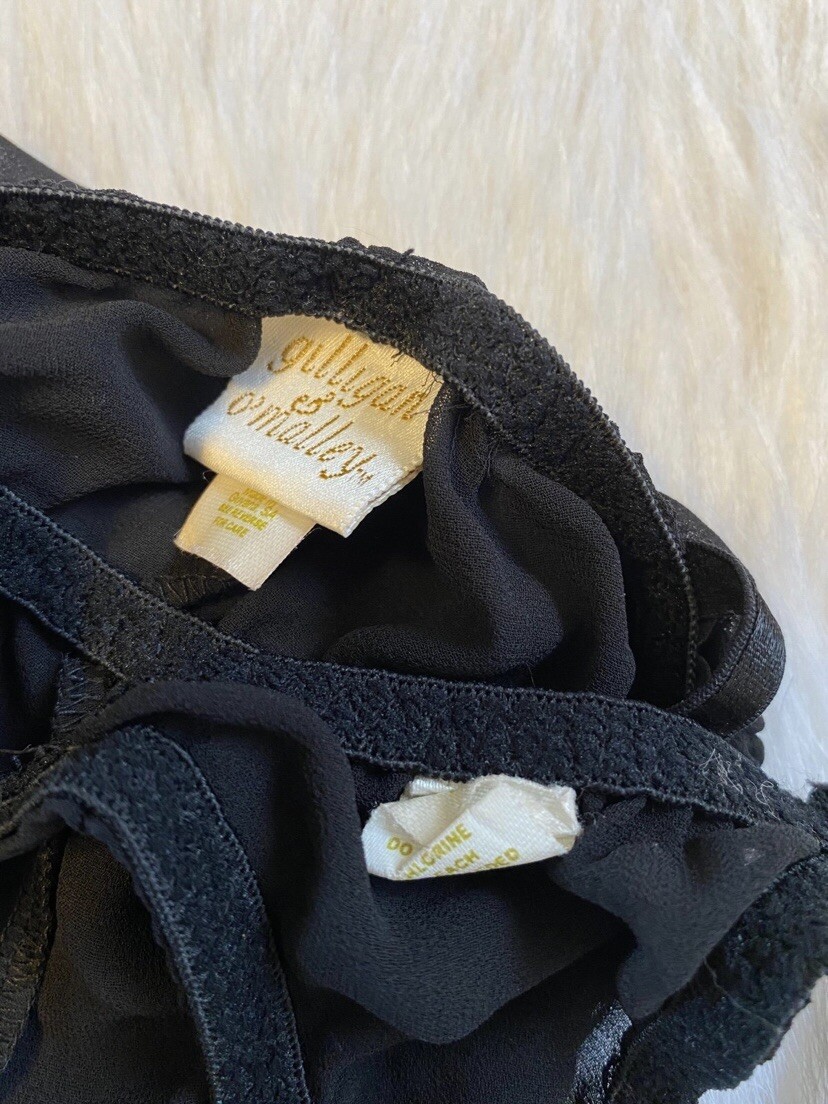 Vintage Gilligan & O’Malley Lingerie Womens Size Medium Black Floral Black Sheer