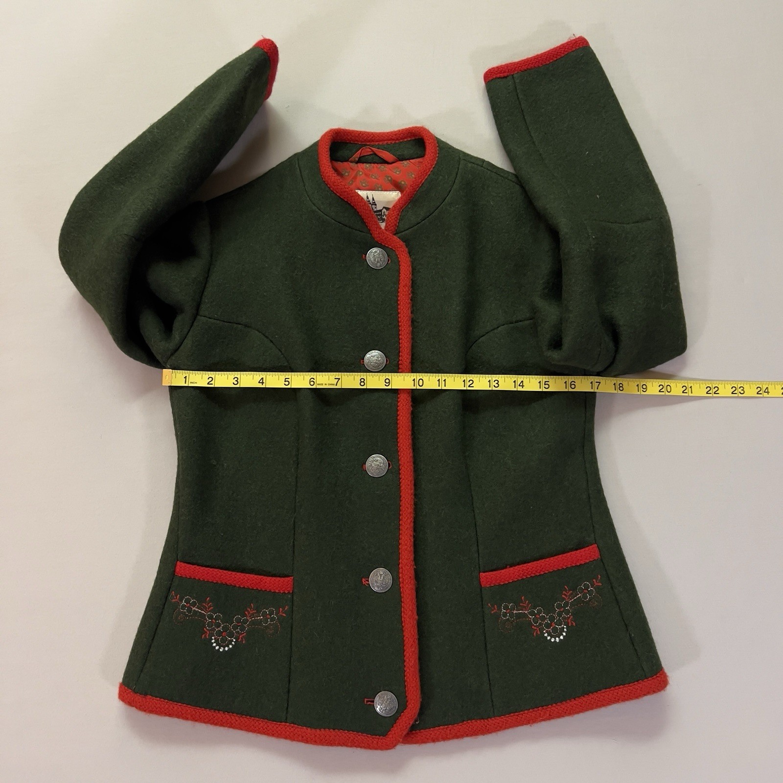 Vintage GU-TRA Austrian Walkjanker Wool Jacket Women 38 Trachten Green