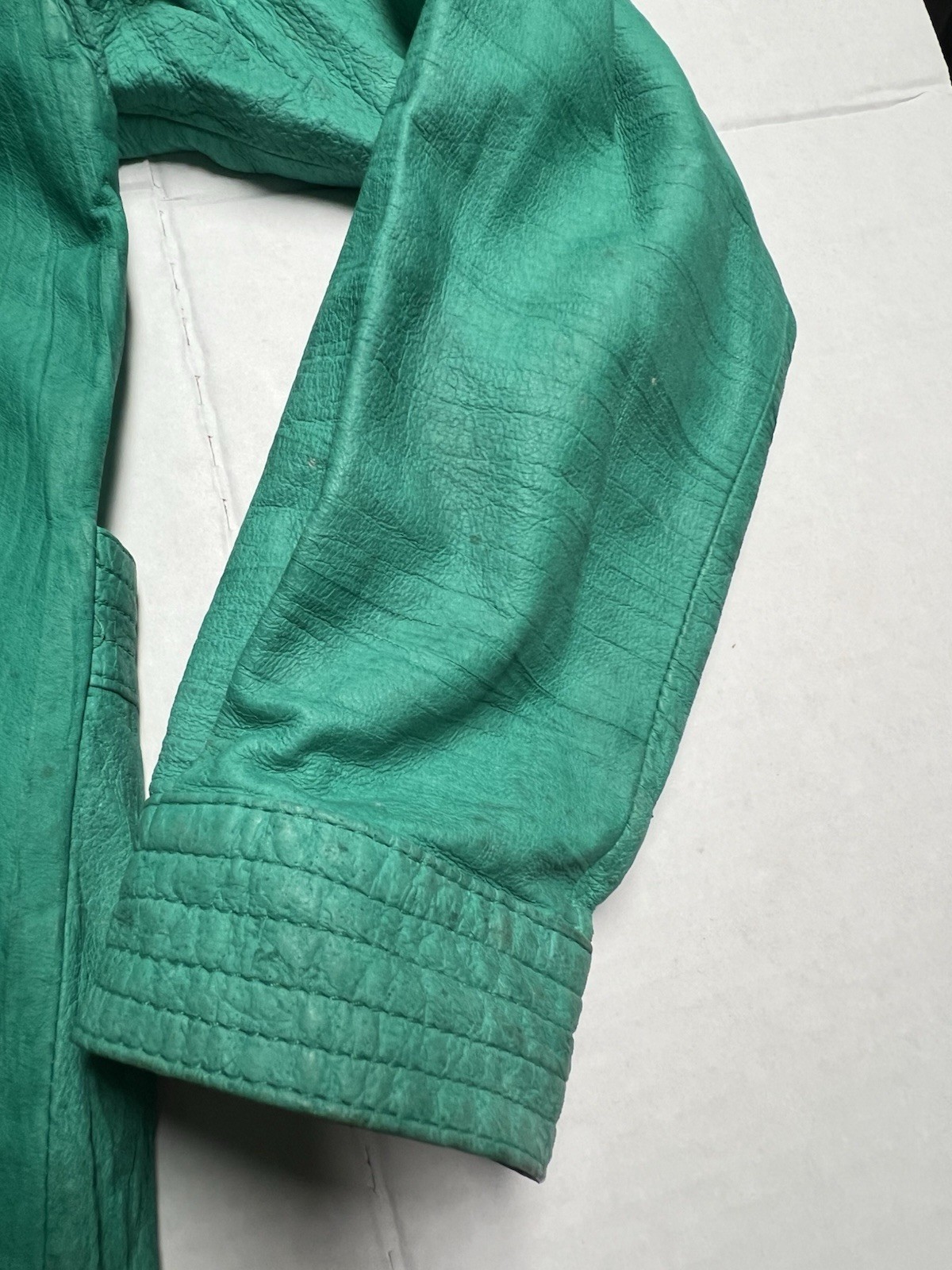 Vintage 80’s Split End Ltd. Leather Jacket Women’s Size 13/14 In Green