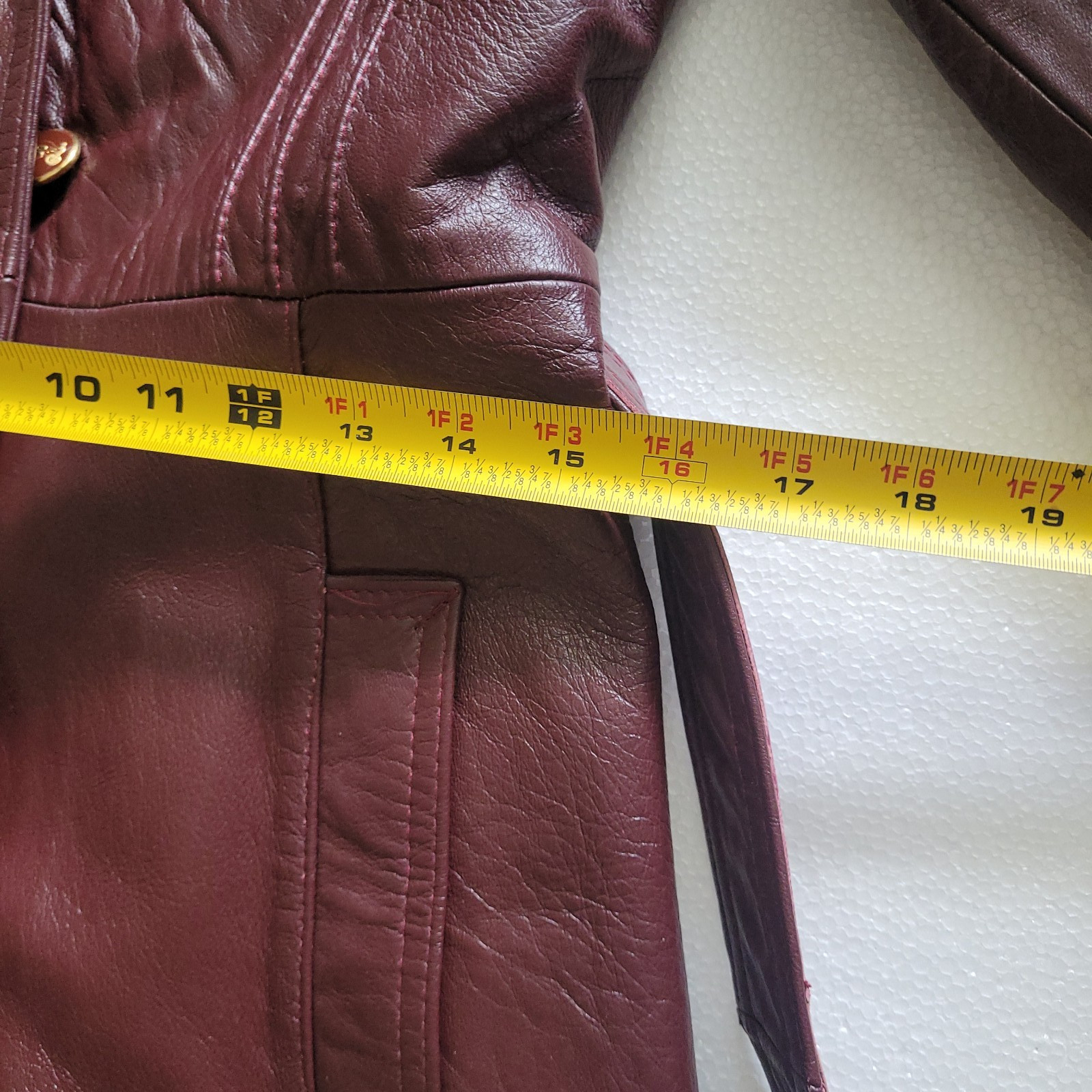 Long Lined Leather Vintage Coat by Winners Circle Fashions, Women&rsquo;s Small Belted