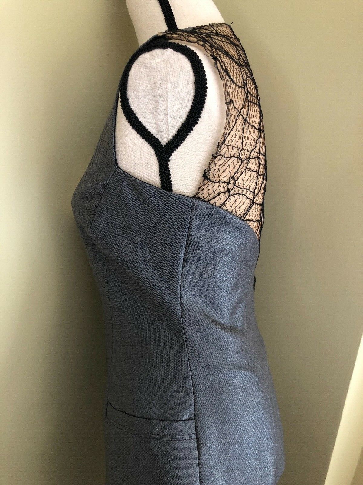NWT RARE GIANNI VERSACE COUTURE GREY METALLIC MESH PANT SUIT (Size 40 IT)