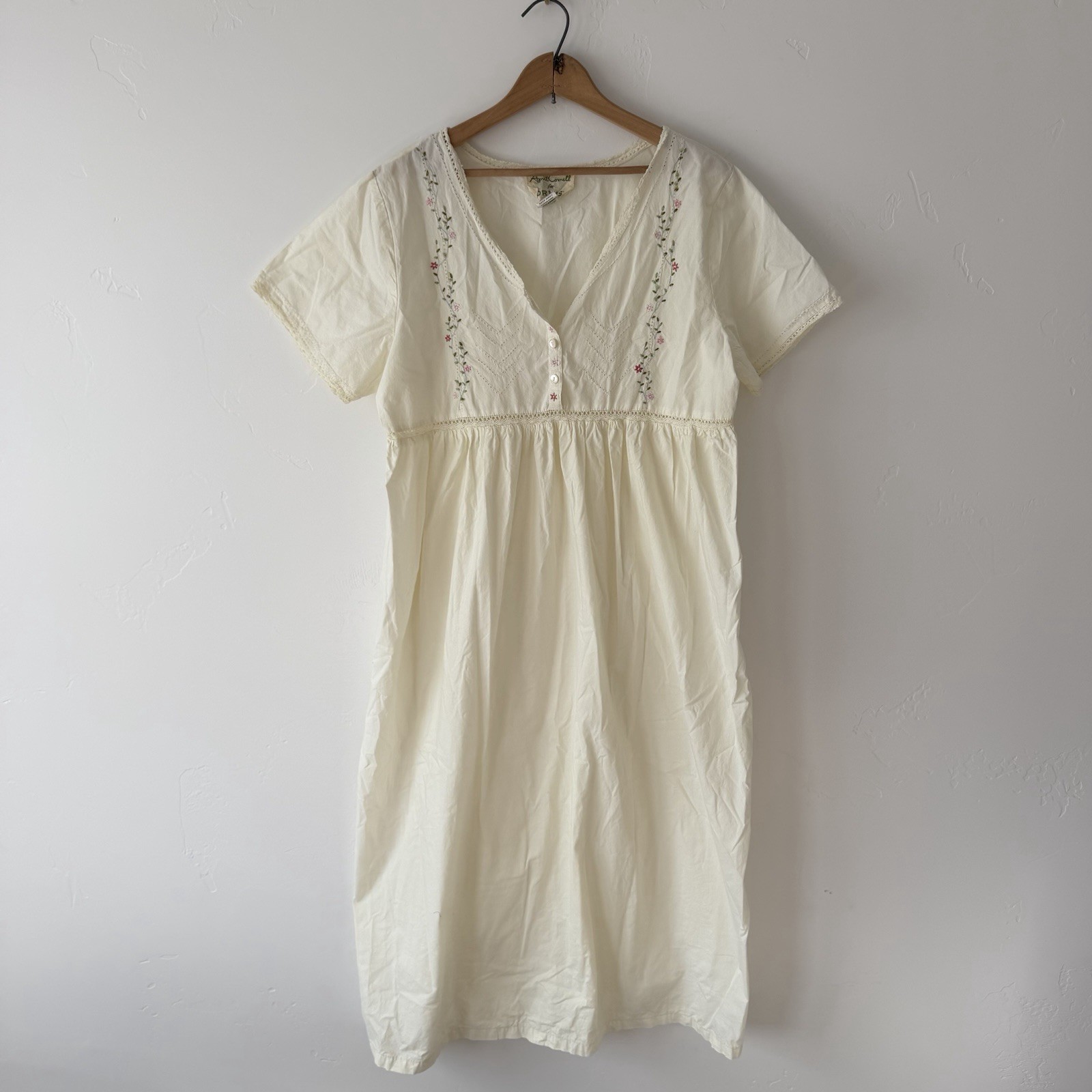 Vintage April Cornell X Orvis Embroidered Lace Cotton Sundress Women’s Size Med