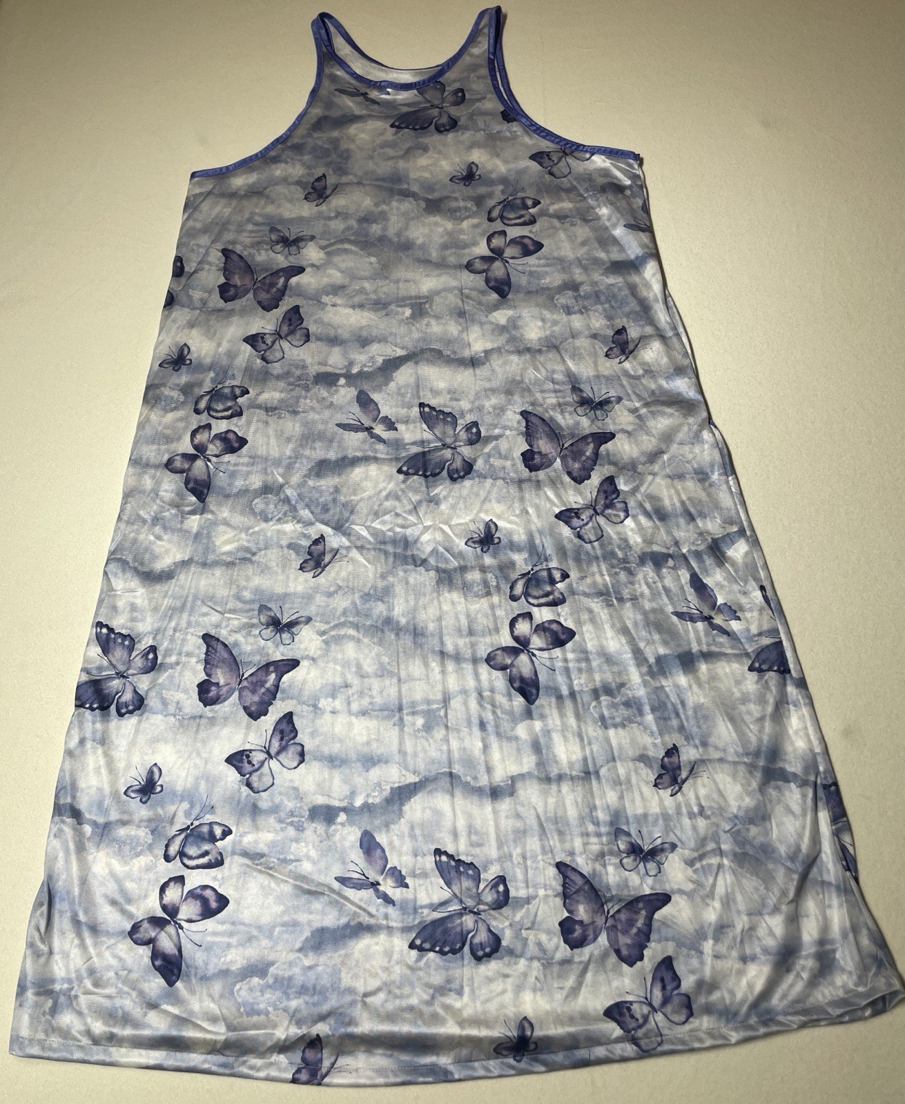 Vintage Nightgown Hollywood Petra Fashions Butterflies Large Made In USA NWOT