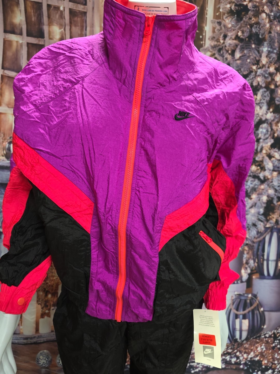 Vintage Nike 80s Neon Colorblock Jacket and Pants Track Suit Size Large New/tag