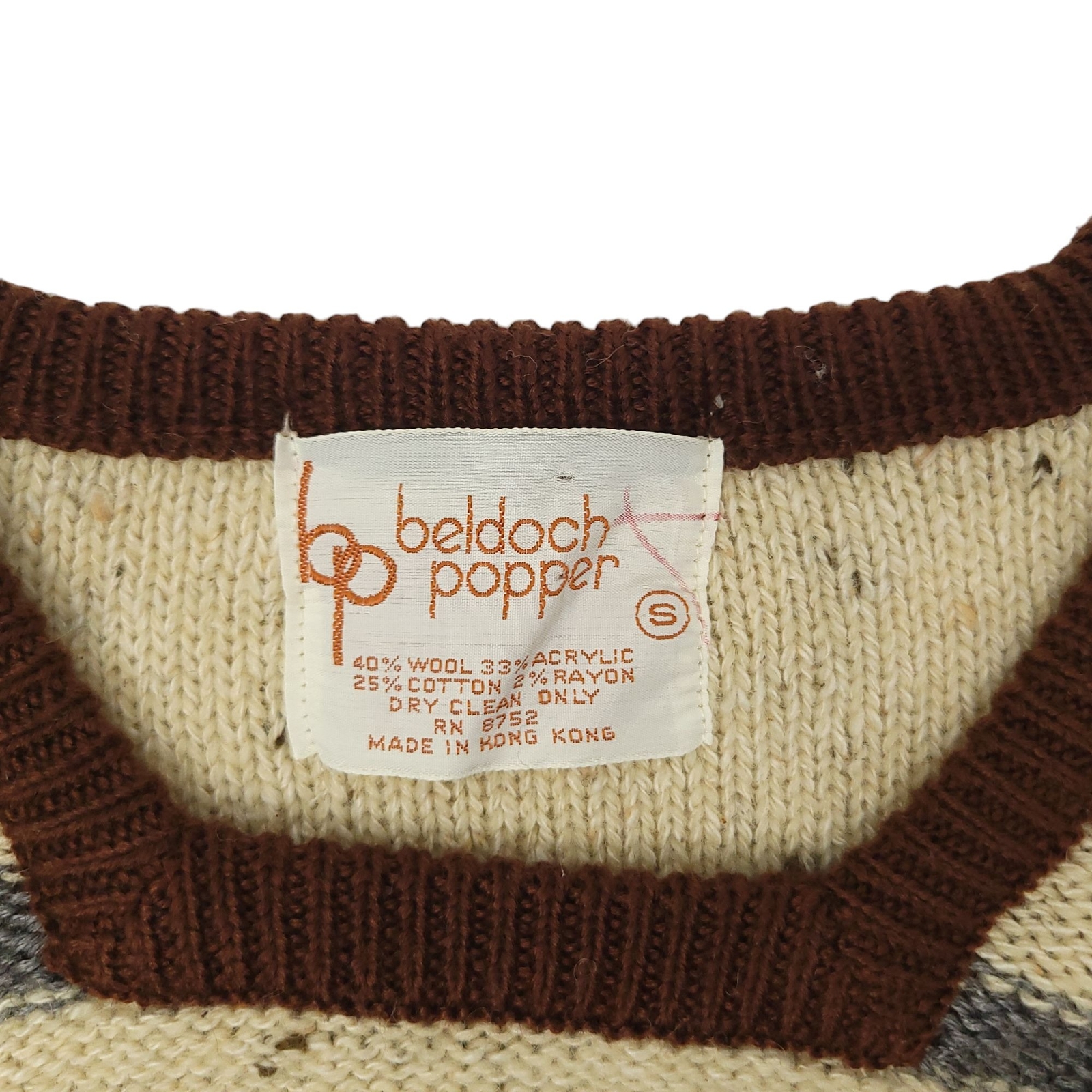 Beldoch Popper Wool Blend Poncho S Shawl Cape Striped Beige Blue Gray Vintage