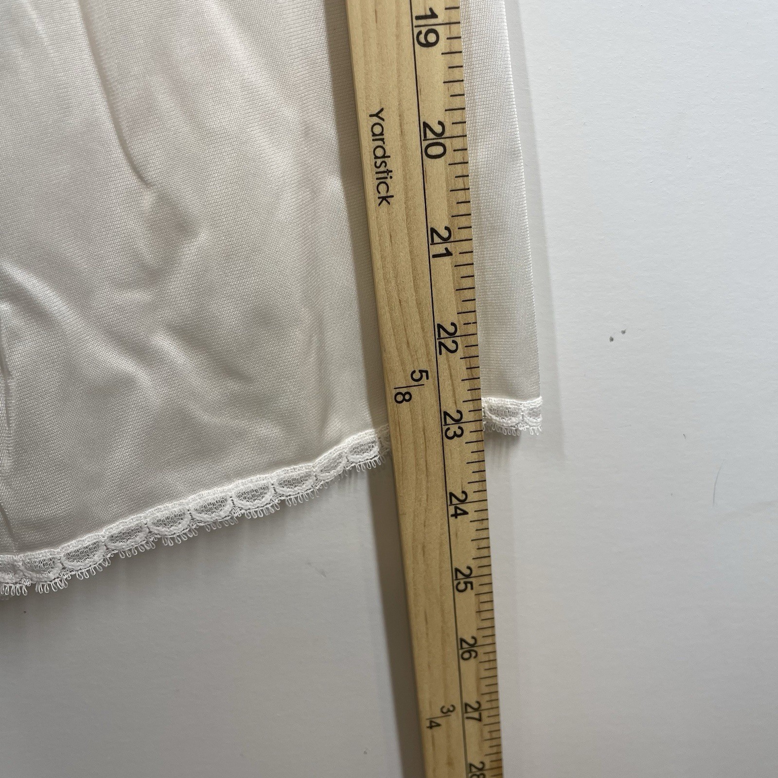 Vintage Vanity Fair Half Slip Size Large Ivory Lace Slit Made In USA 24” Modest