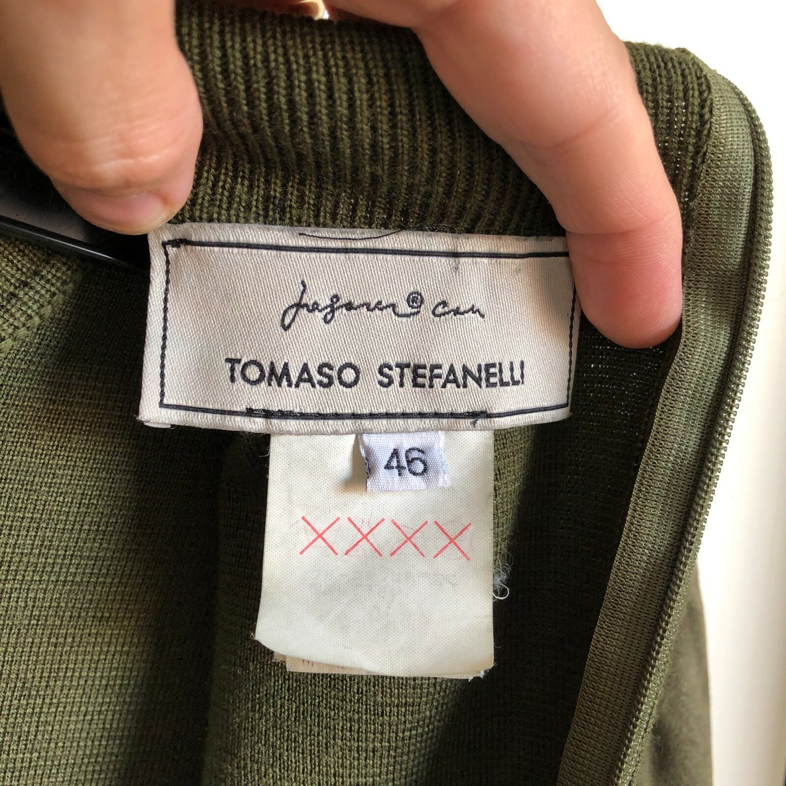 TOMASO STEFANELLI Wool/Suede Sweater Haute Couture Made in Italy Size 46/US 10