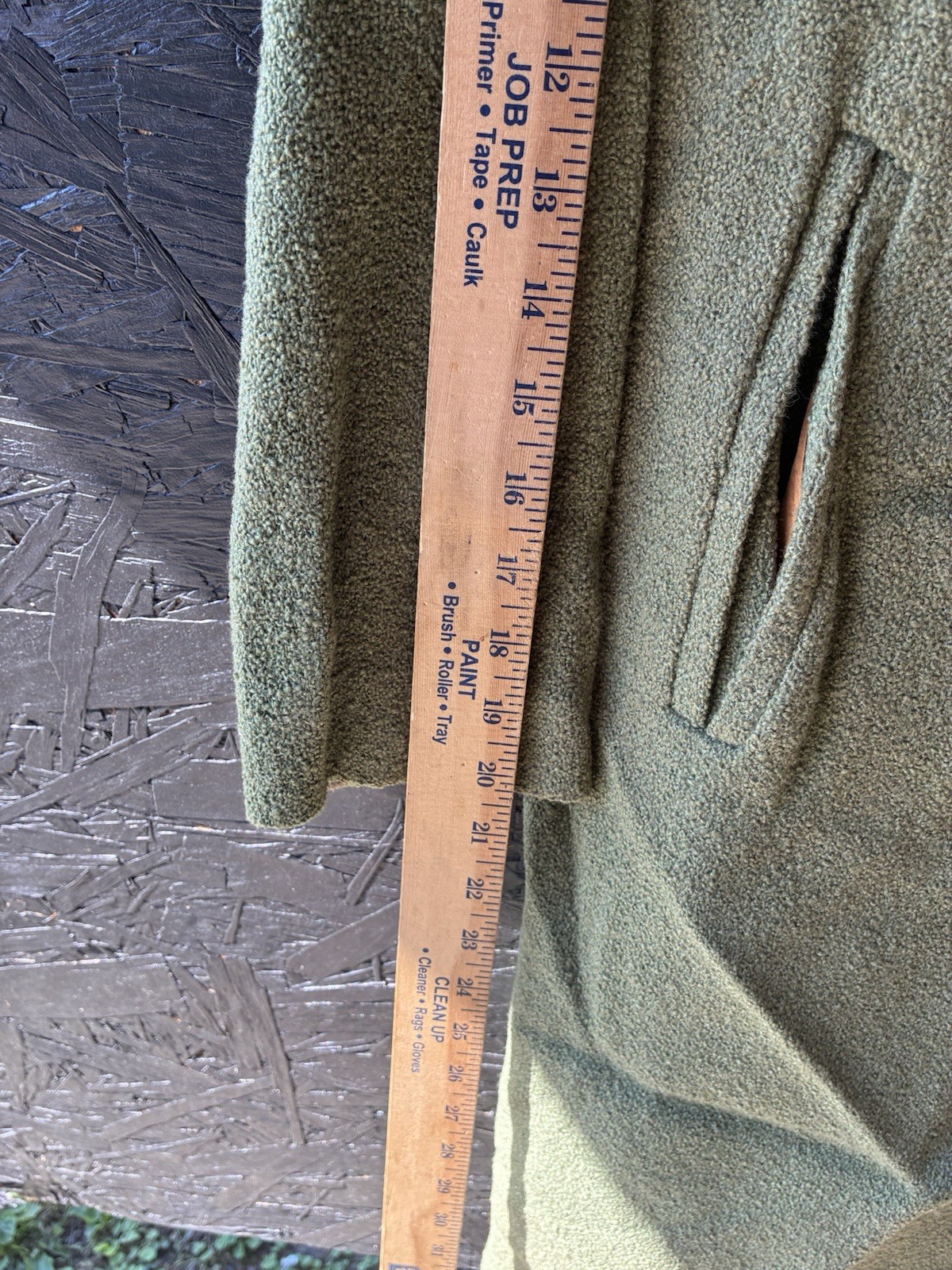 Vintage 50s Tweed Wool Rabbit Fur Collar Swing Green Coat M USA (Union Made Tag)