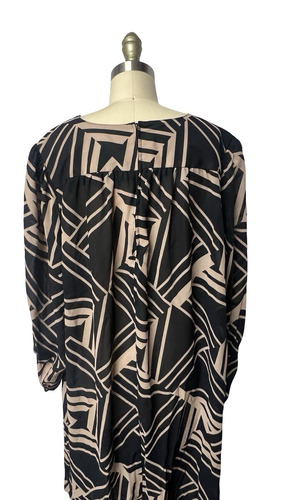 Vintage 1980s Retro Abstract Sheer Polyester Secretary Tent Dress SZ L / XL