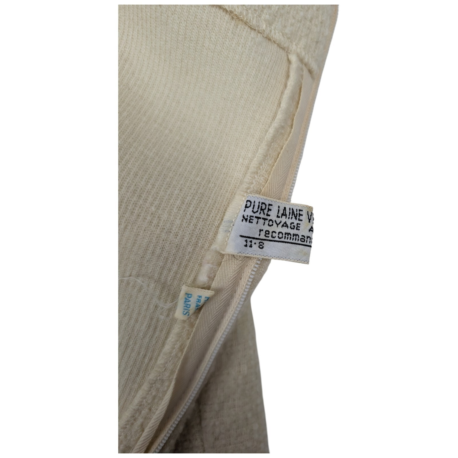 Vintage Tricosa Paris France 1970s Wool Dress & Jacket Cream w/ Faux Fur *READ