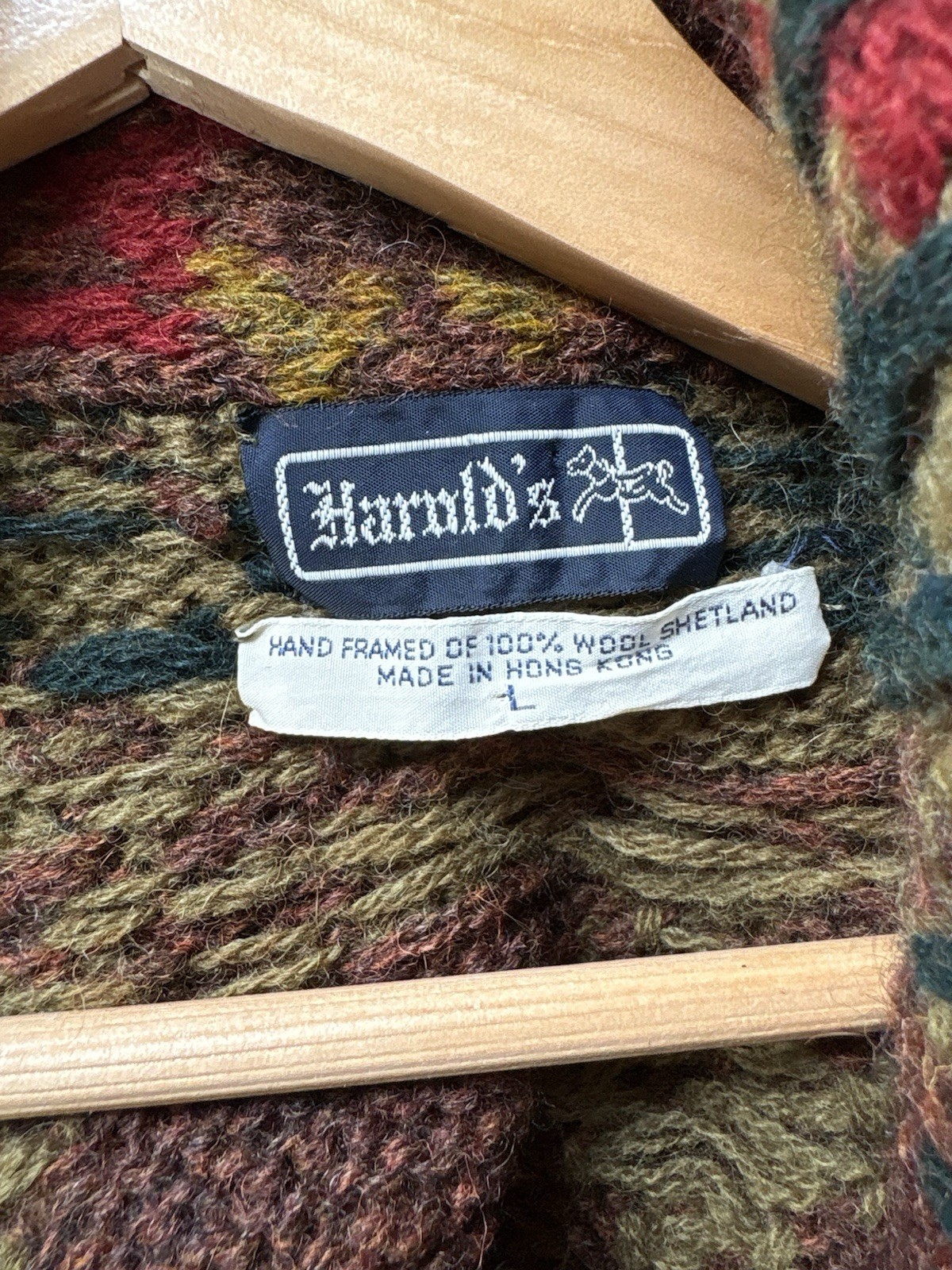 Vintage Harold’s 100% Wool Hand Framed Vest Made In Hong Kong