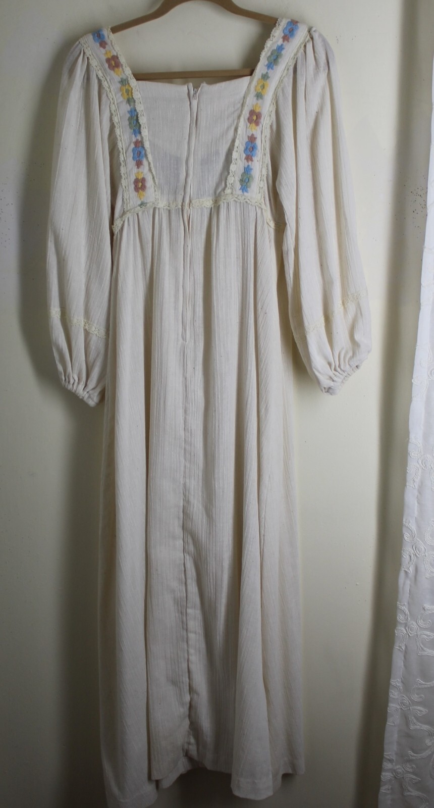 1970s Rags Kessandra San Francisco Boho Hippie Gauze Maxi Dress XS 0 2 4