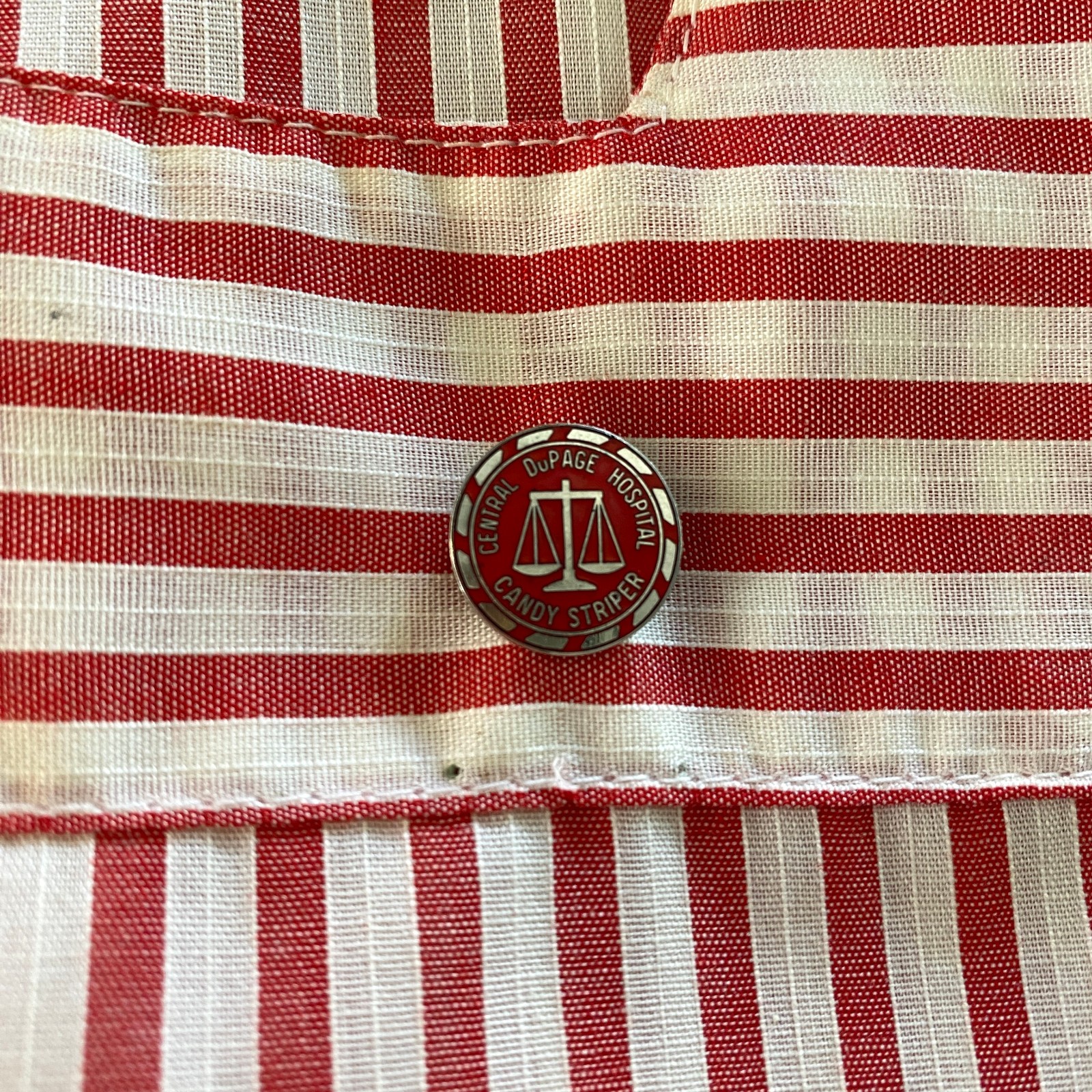 Candy Striper Vintage Volunteer Uniform Jumper Medium Pink White Fashion Seal