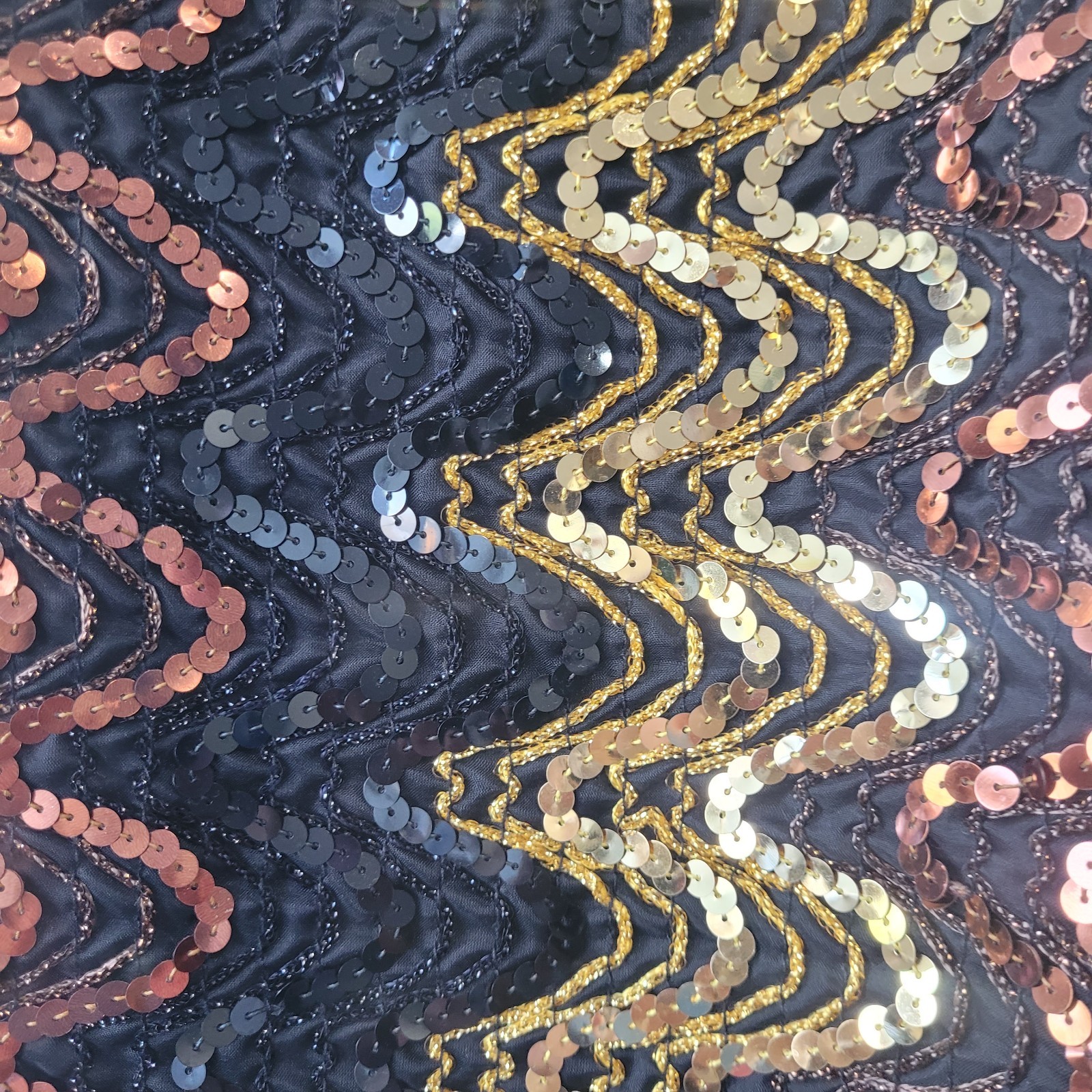Vintage 70&rsquo;s Disco Gold, Copper Black Sequined Sheer Tank Top Small