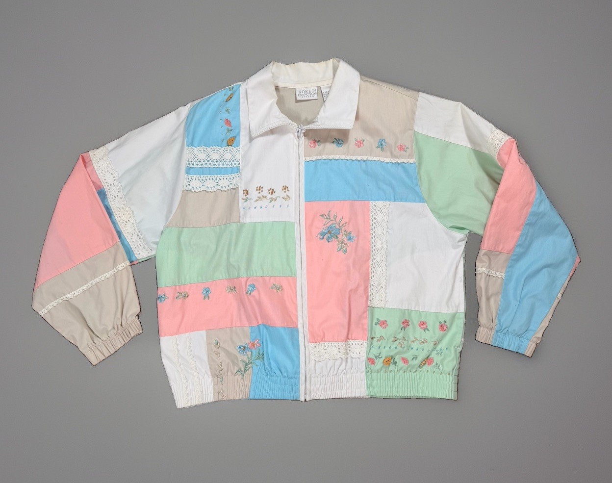 Vintage 90s Koret Francisca Patchwork Boho Grandmacore Bomber Jacket Womens Med