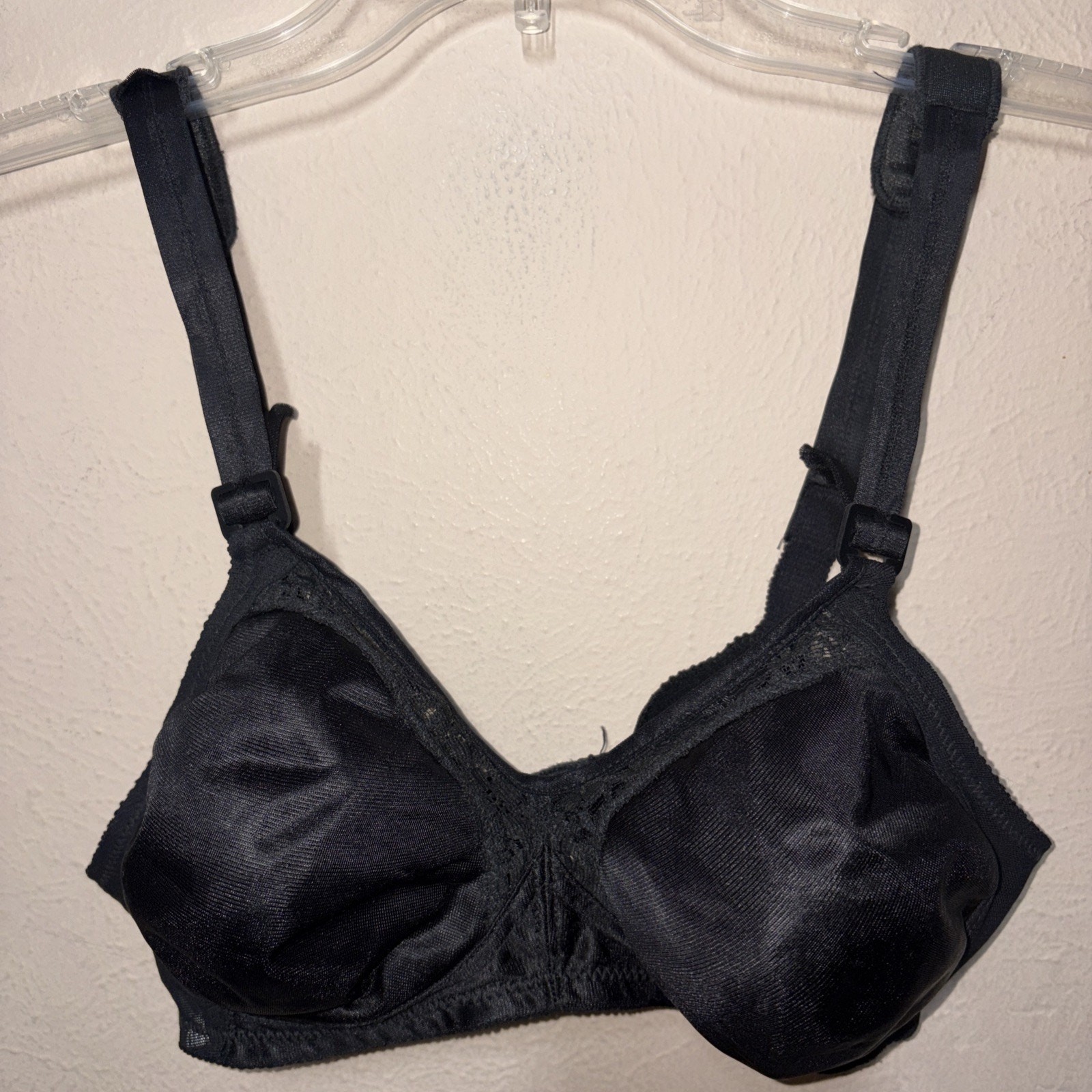 Vintage Adonna Delectables Bra 36C Black Style 3449 Soft Cup Wireless Comfort