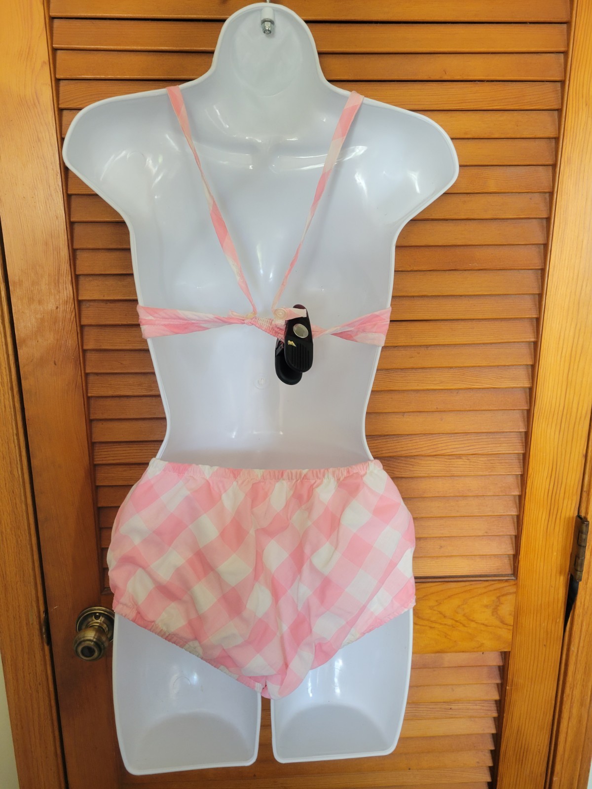 1960s True Vintage Pink & White Gingham Bikini Small Or Xsmall