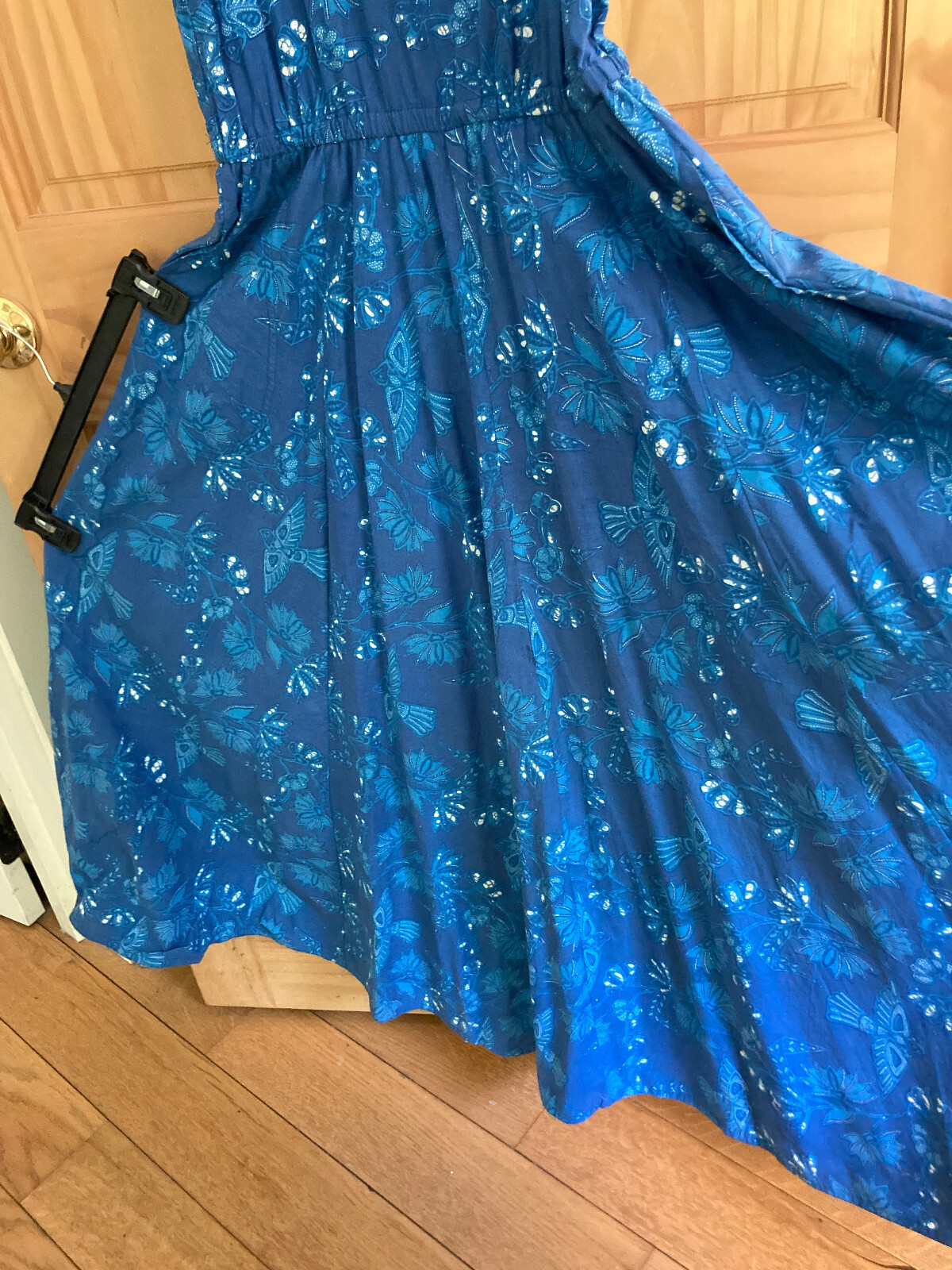 Vtg Java Wraps Blue Cotton Maxi Evening Dress Full Skirt Belt Women&rsquo;s L St Croix