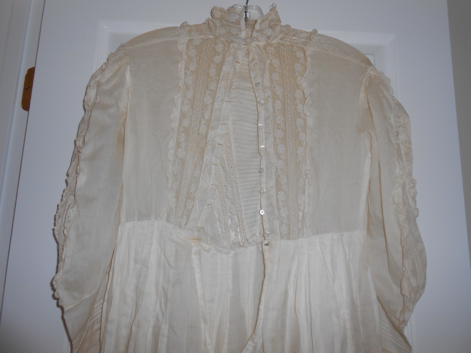 Vtg 1890s 1900s Victorian Edwardian DAY DRESS Lace Lawn Cotton FINE Handmade