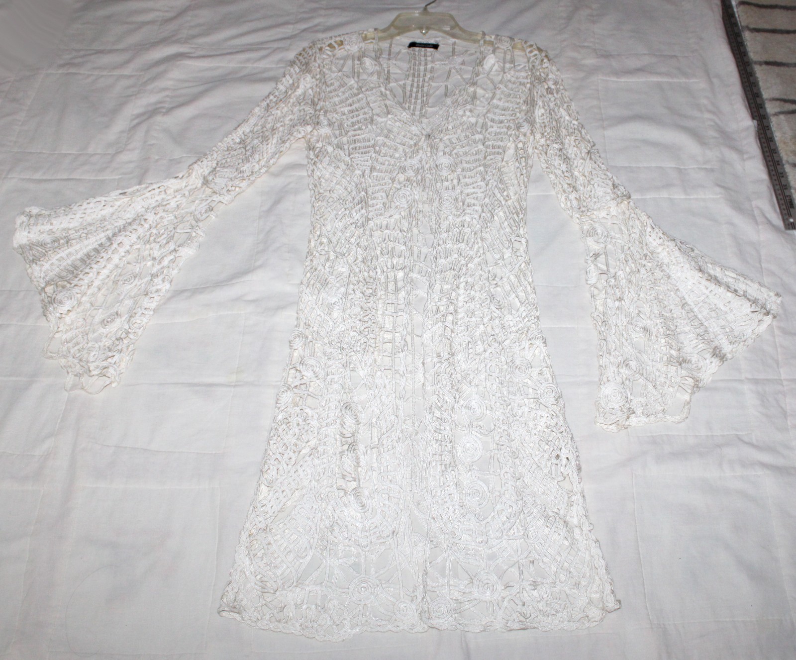 Dolce Cabo Ribbon Jacket Duster Style Open Weave White Medium