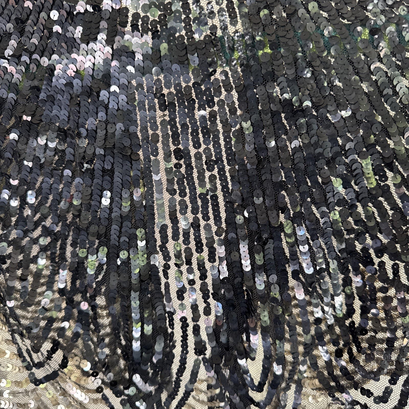 Vintage 1930s Black & Silver Sequin On Net Scalloped Cape Art Deco Dress Top