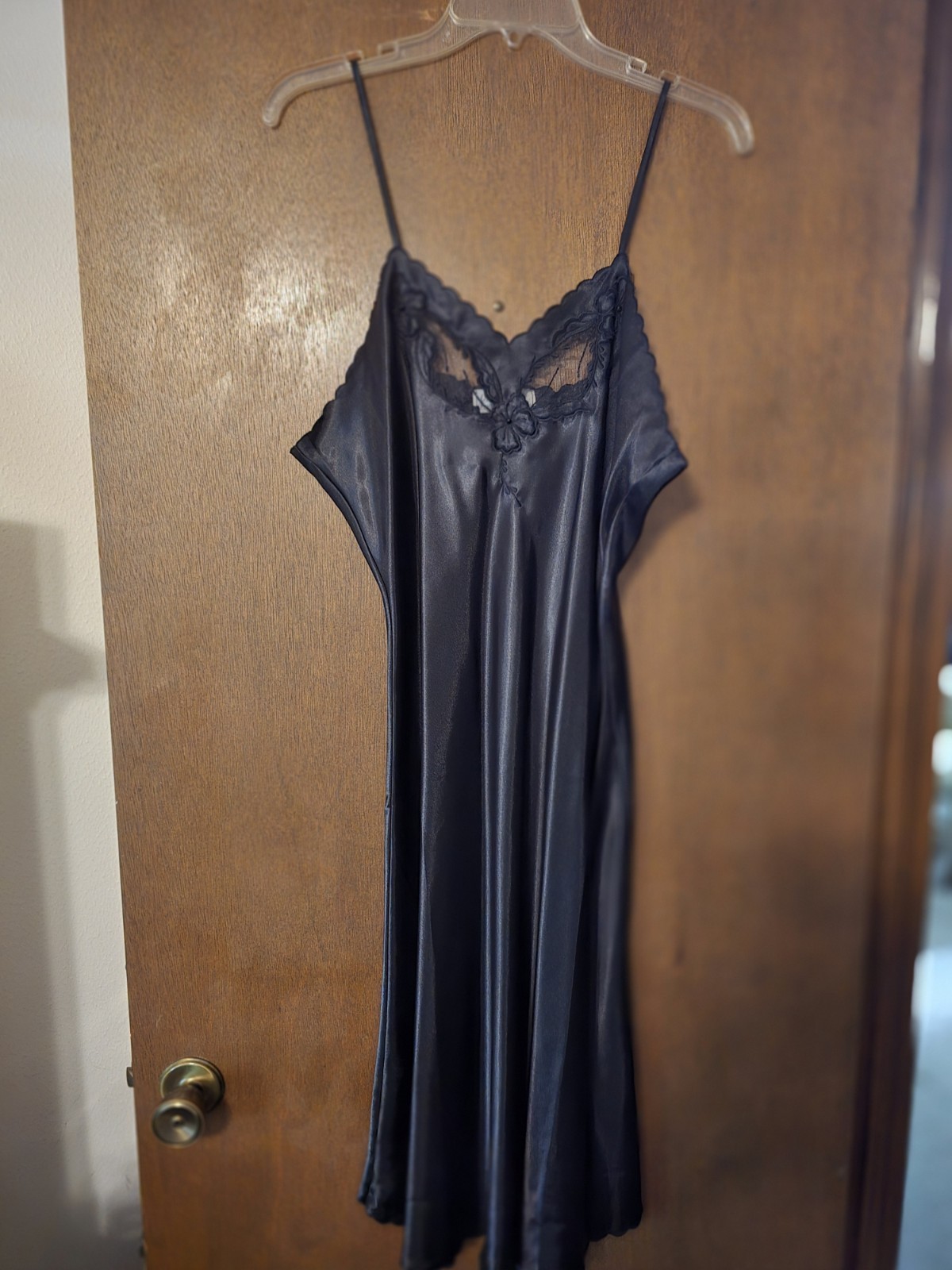 VTG 90s CHANCE ENCOUNTERS BLACK SIZE LARGE SATIN CHEMISE/SLIP DRESS