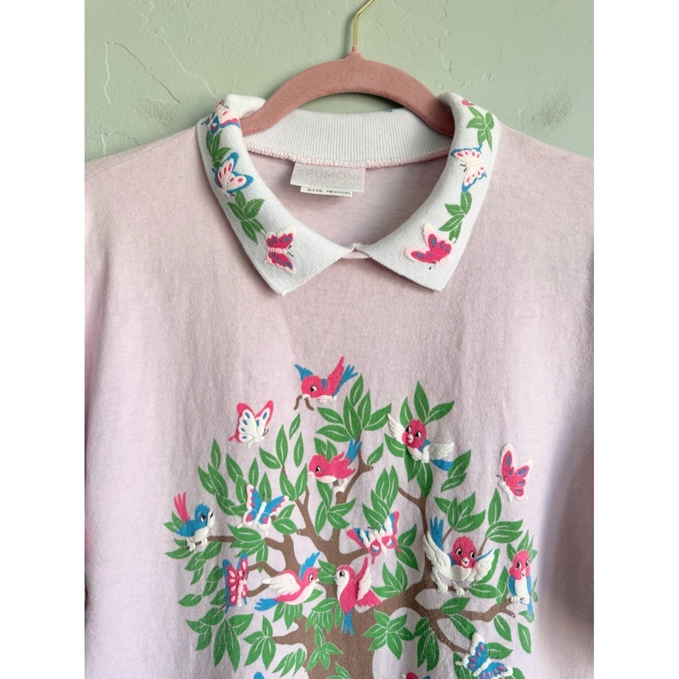 80&rsquo;s Vintage Spumoni Puff Print Collared T-Shirt Medium Easter Spring Animals