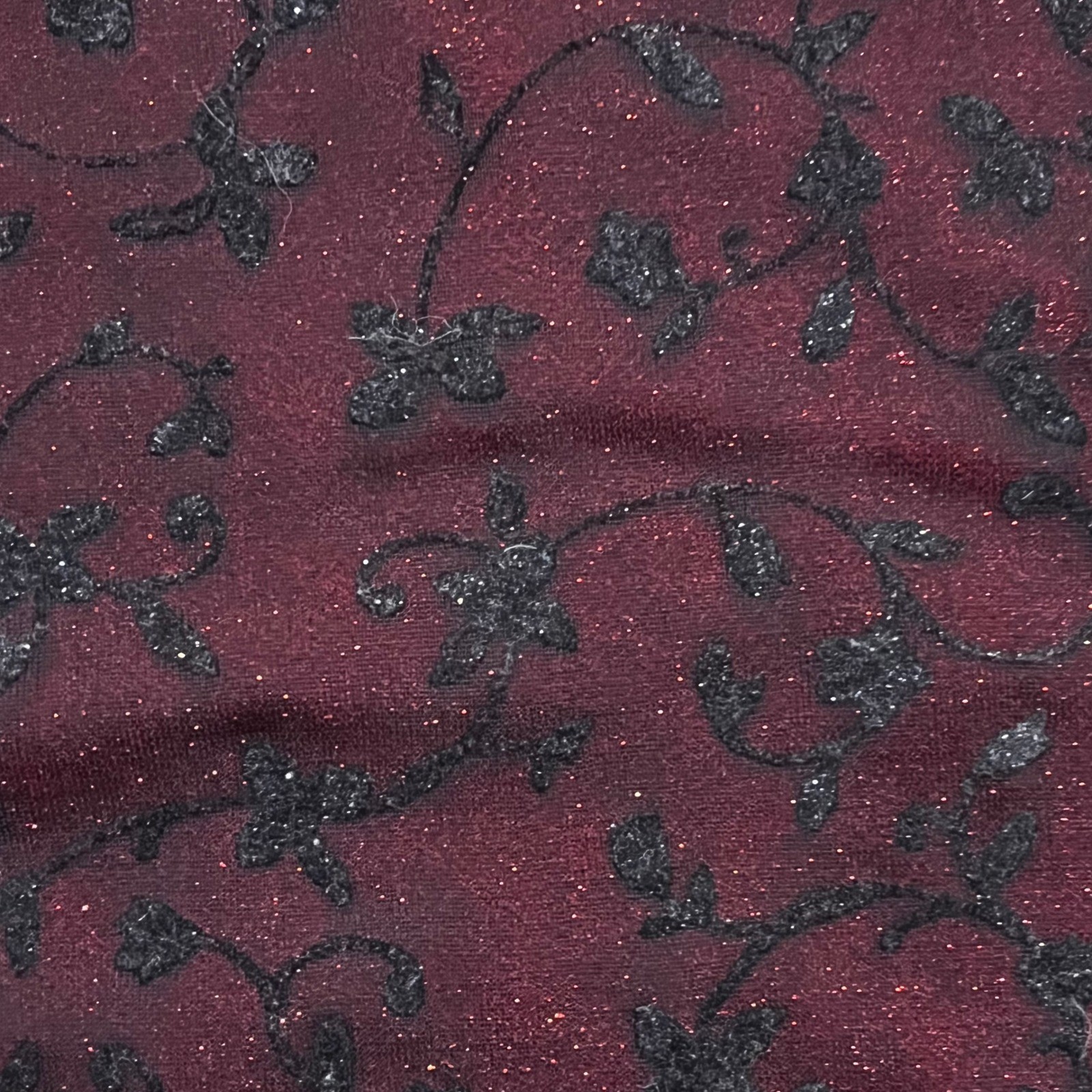 Vintage Byer Too! Red Glitter Black Floral Mesh Overlay Mini Dress Girl S
