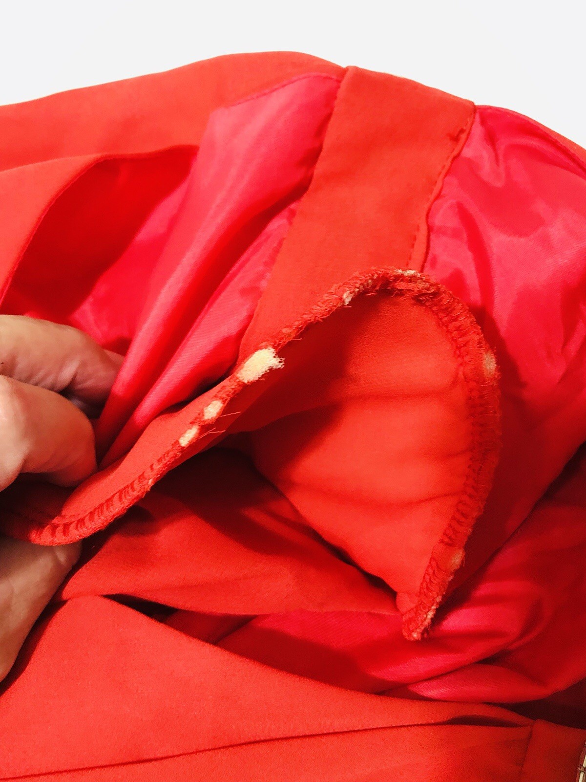Vintage Lori Max Red Sequins Shoulder Pads V Nick Draped Rear Flowing Scarf Ends