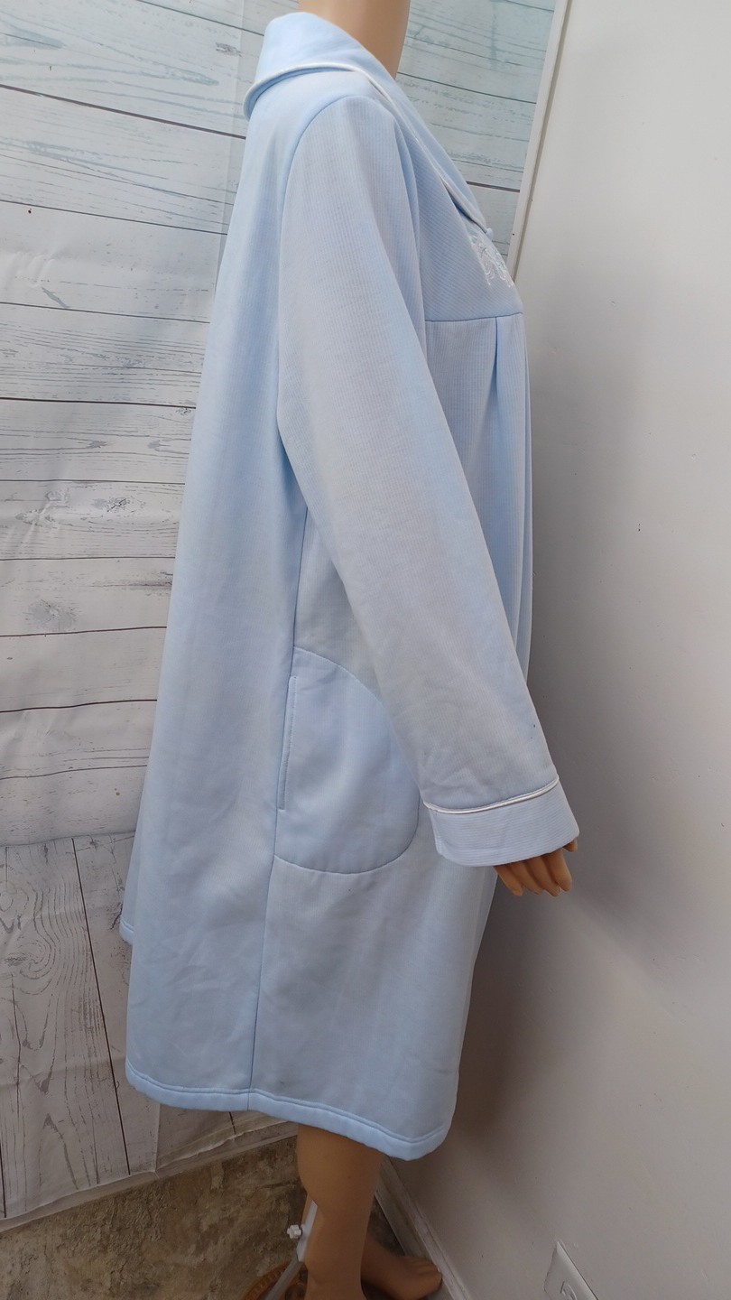 Jasmine Rose Robe Light Blue Snap Dress Lounge Housecoat Sz XL