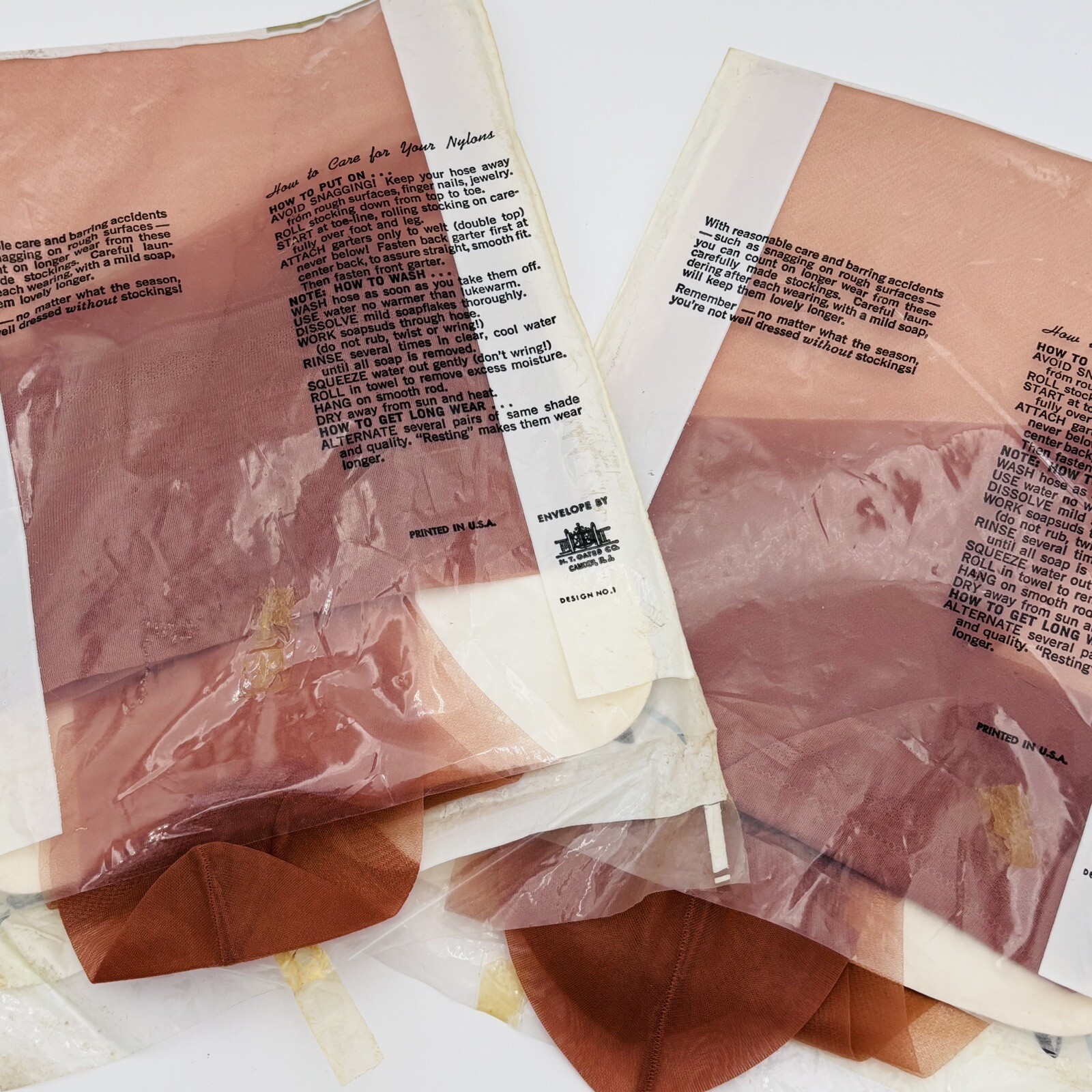 Seamless Stockings 50’s Size 8.5 Two Pairs Beige & Cinnamon Original Packaging