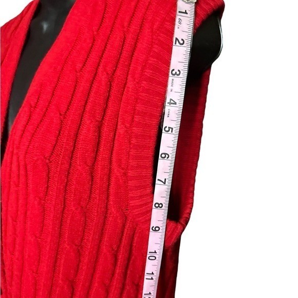 Vintage Montgomery Ward Red Button down Cable Knit Sweater Vest w pockets