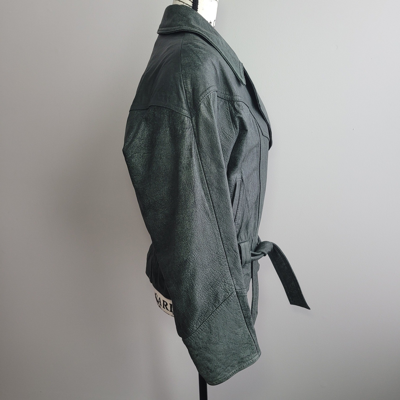 Vintage Adventure Bound Wilson&rsquo;s dark green leather bomber jacket thinsulate